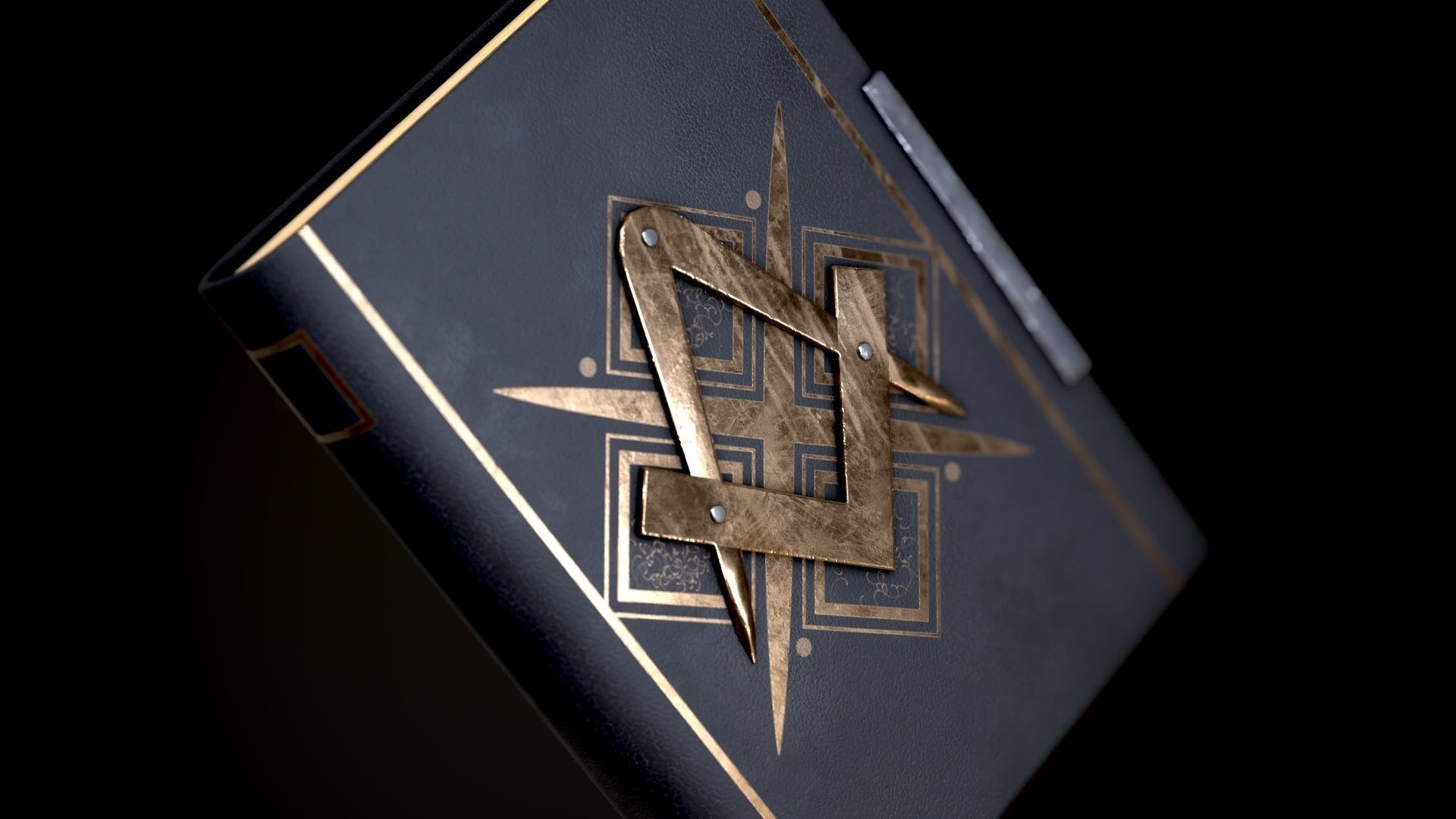 Book with the sign of the Freemason in four versions Low-poly 3D model_7