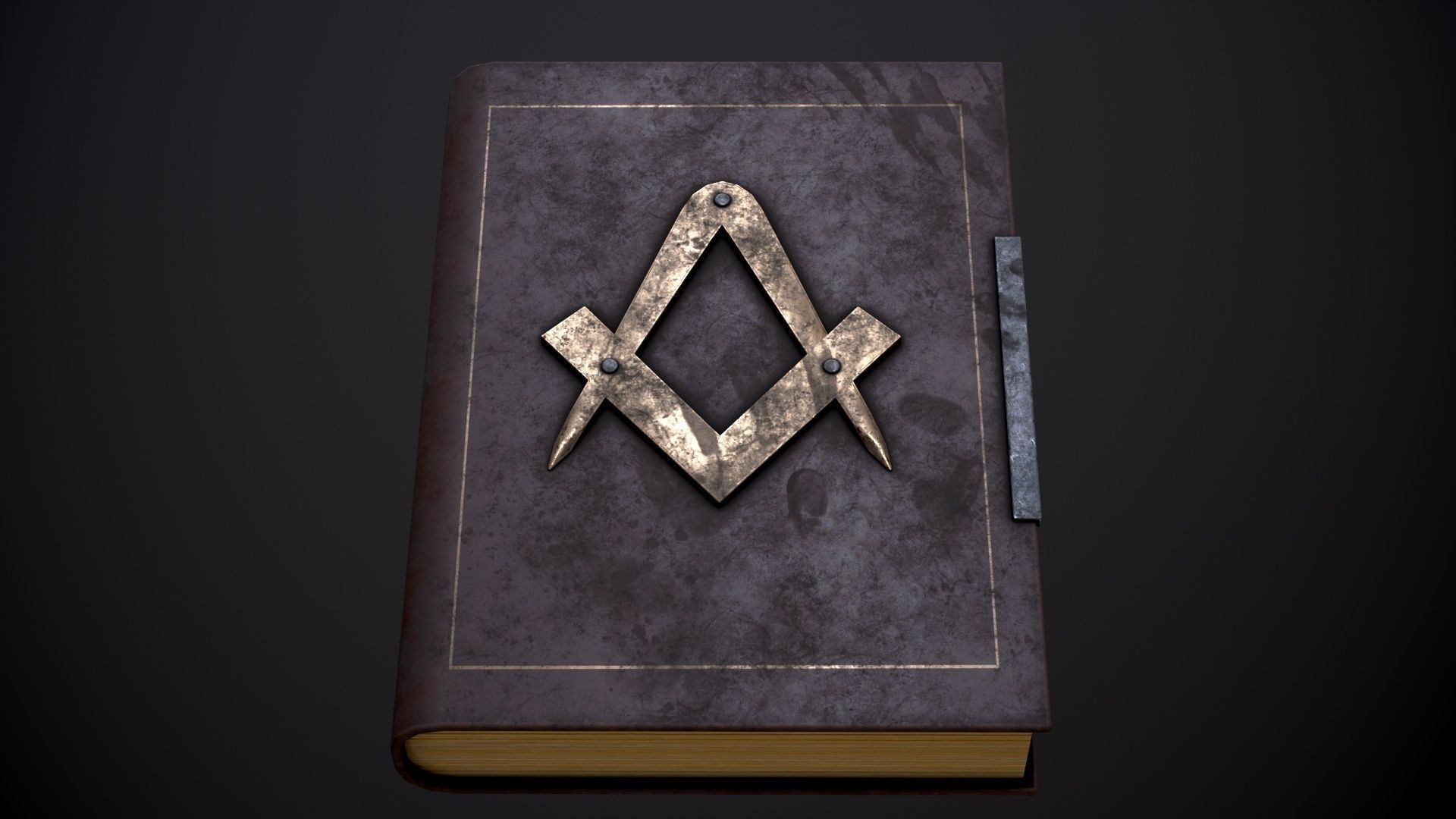Book with the sign of the Freemason in four versions Low-poly 3D model_2