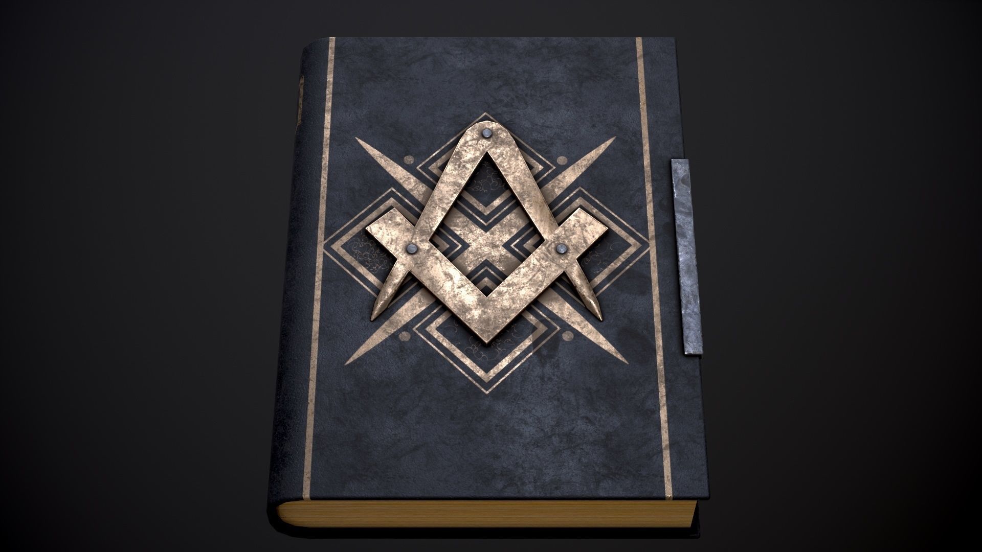 Book with the sign of the Freemason in four versions Low-poly 3D model_8