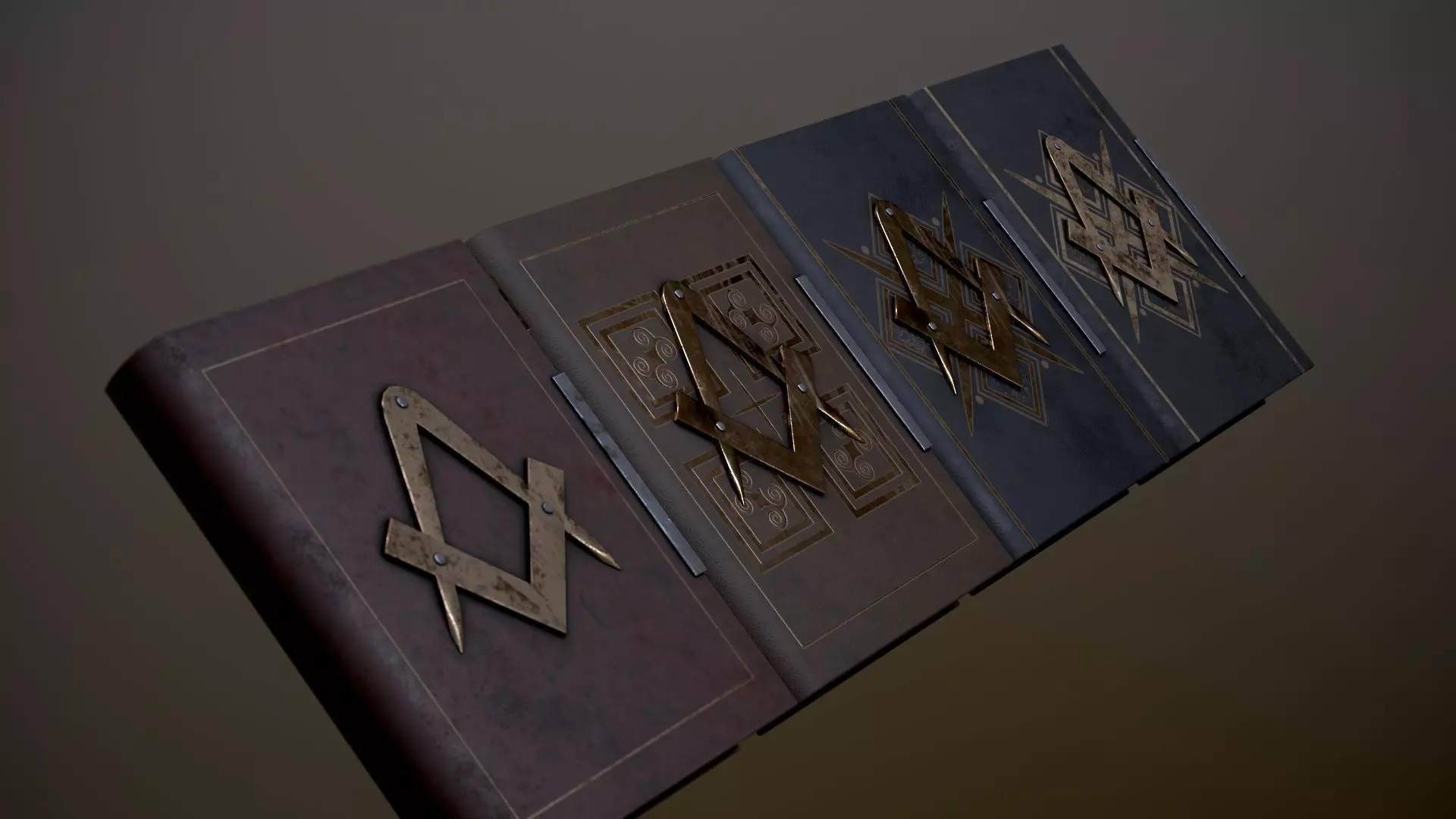 Book with the sign of the Freemason in four versions Low-poly 3D model_0