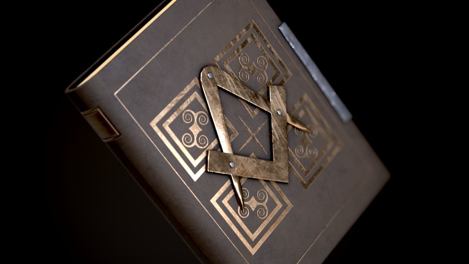 Book with the sign of the Freemason in four versions Low-poly 3D model_5