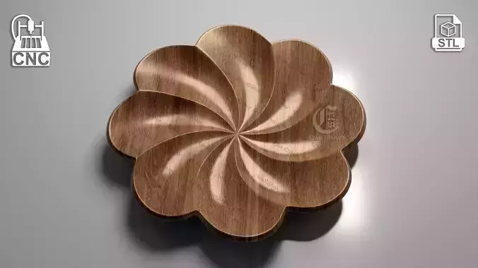 Flower Tray  Plate V4 - 3D STL Model for CNC Routers