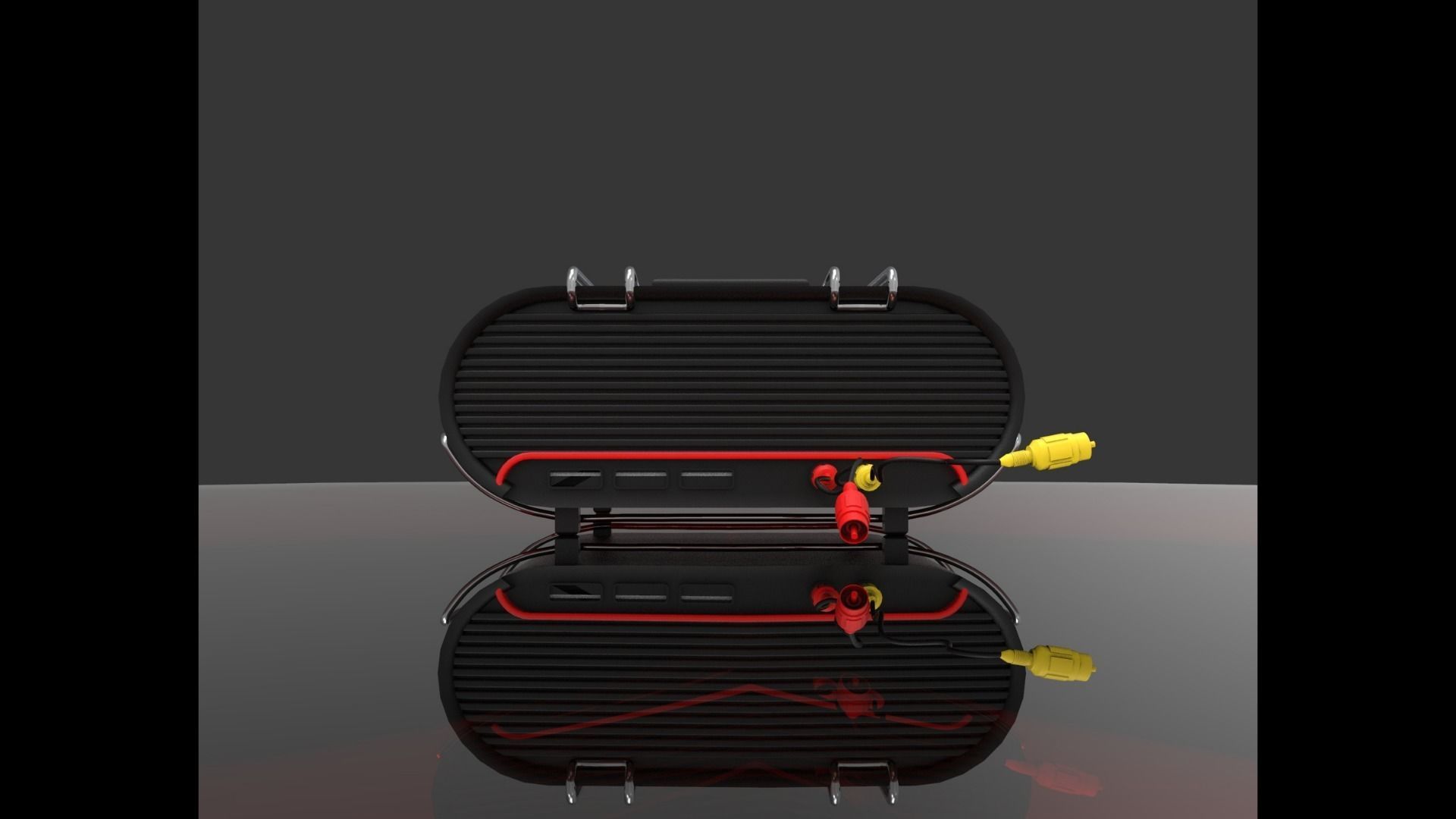 Projector portable radio with wires Low-poly 3D model_6