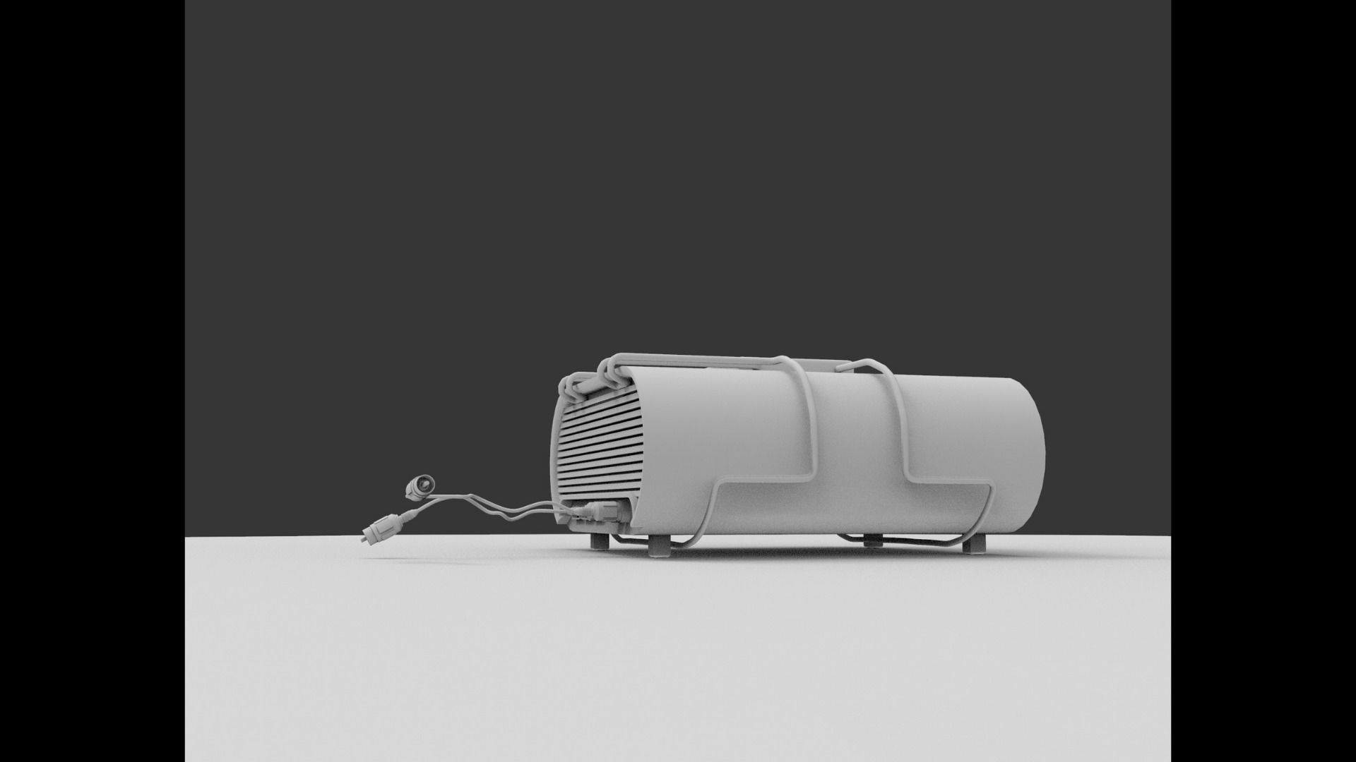 Projector portable radio with wires Low-poly 3D model_13