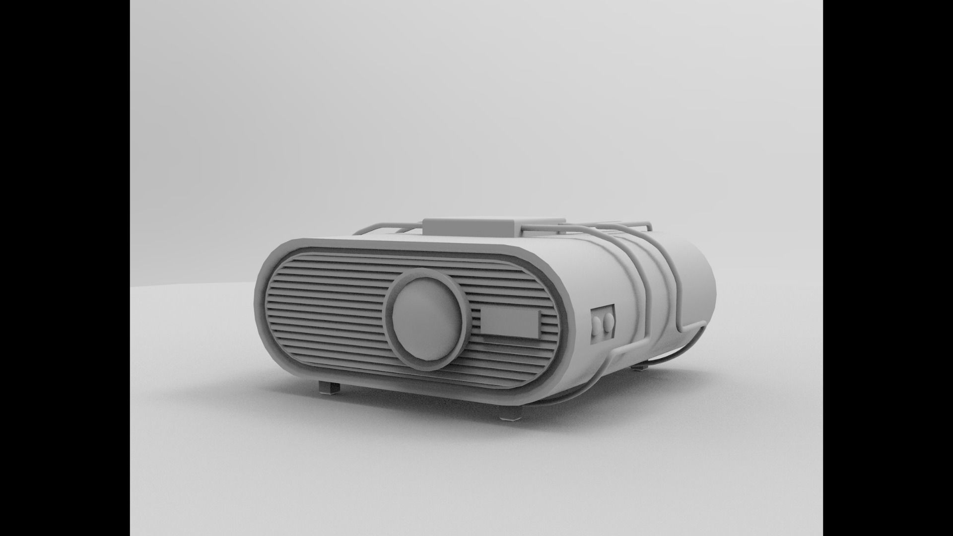 Projector portable radio with wires Low-poly 3D model_9