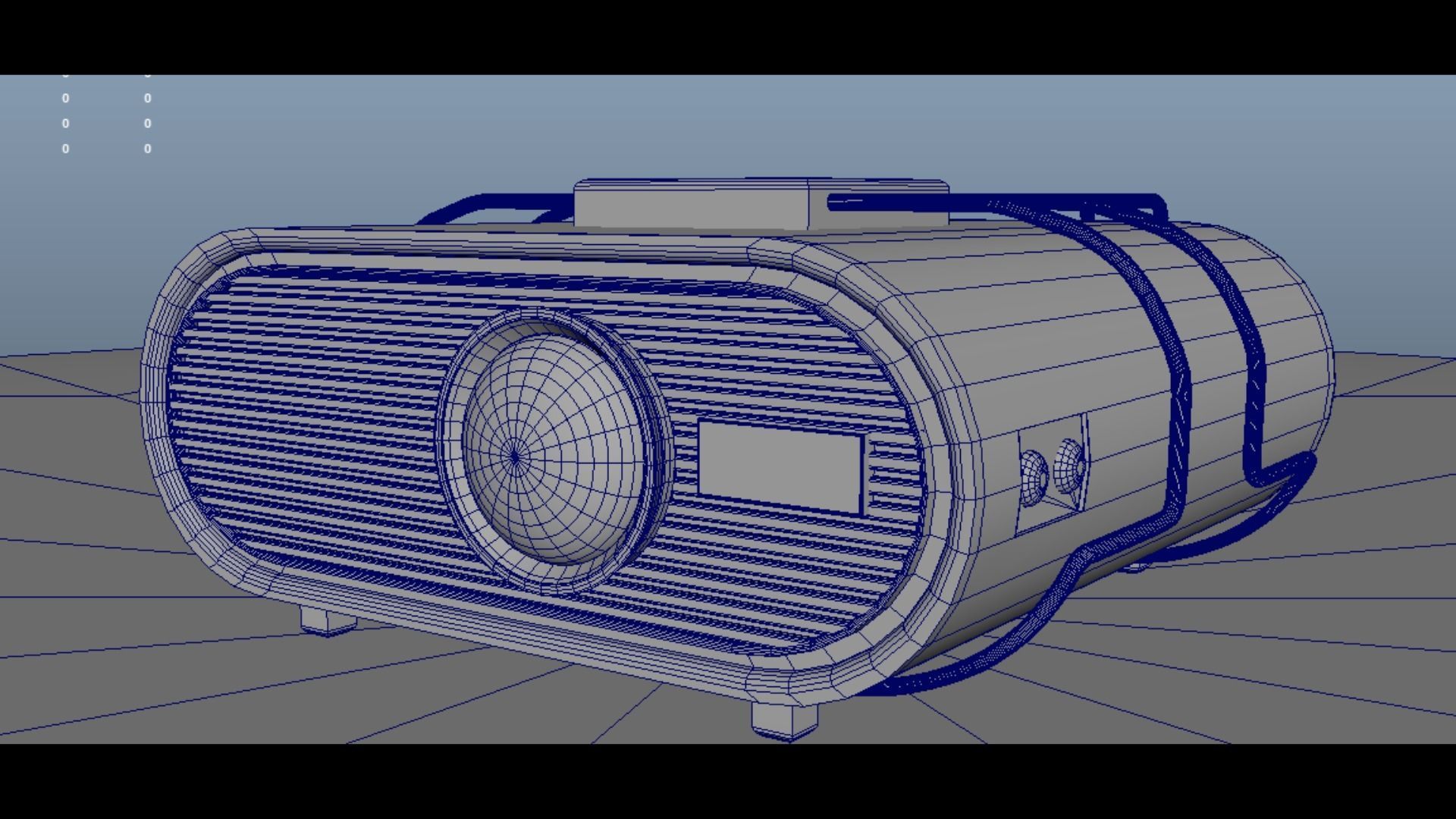 Projector portable radio with wires Low-poly 3D model_11