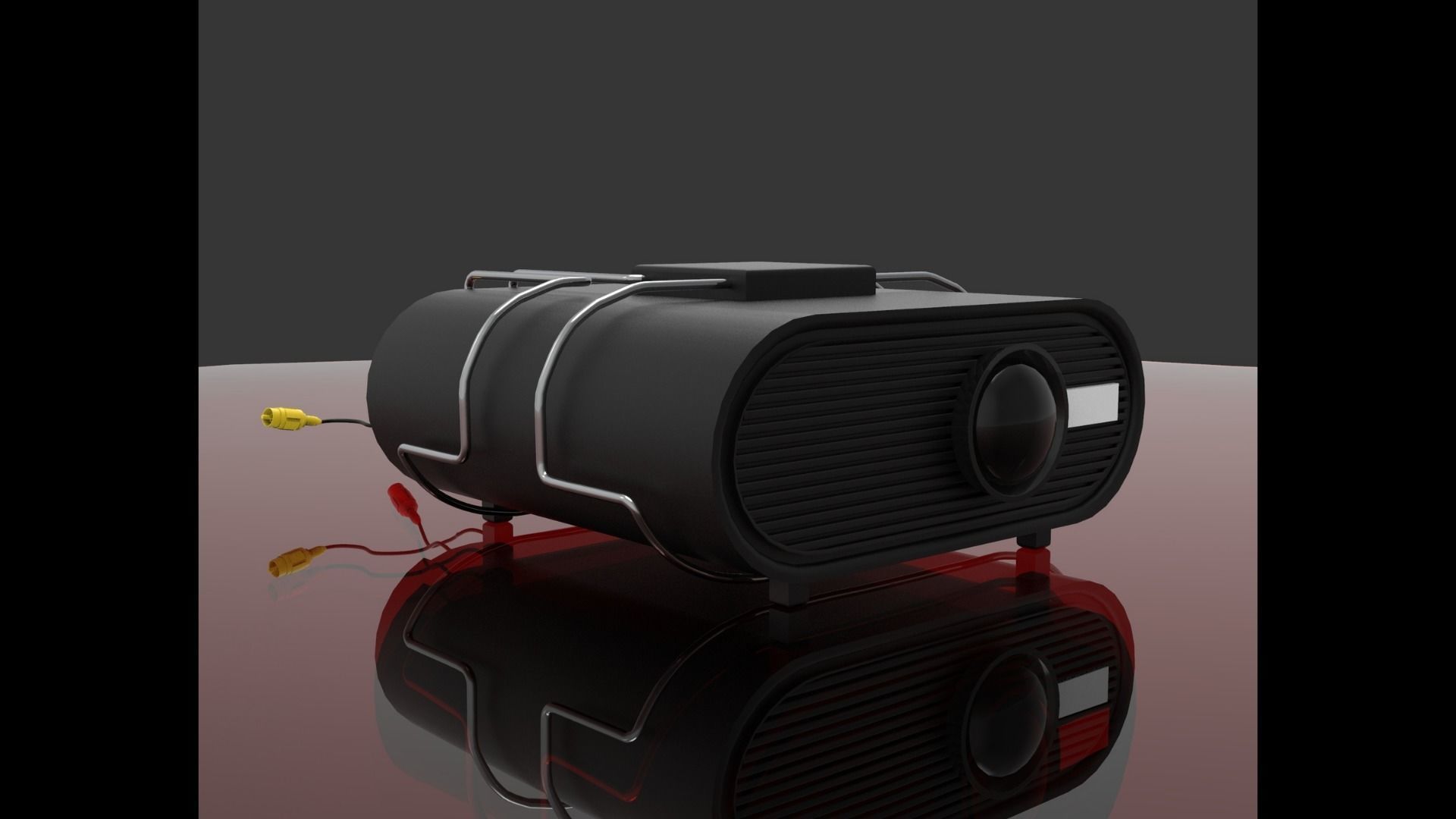 Projector portable radio with wires Low-poly 3D model_1