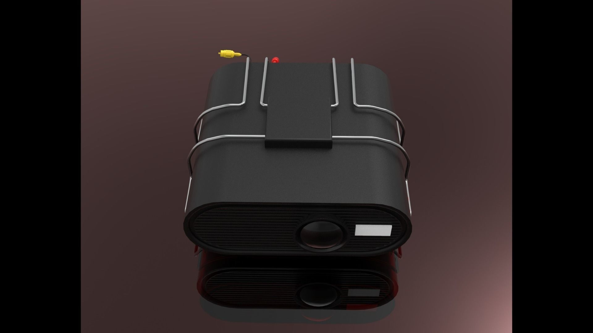 Projector portable radio with wires Low-poly 3D model_4