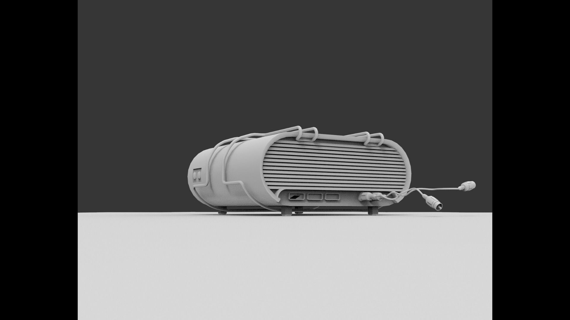 Projector portable radio with wires Low-poly 3D model_8