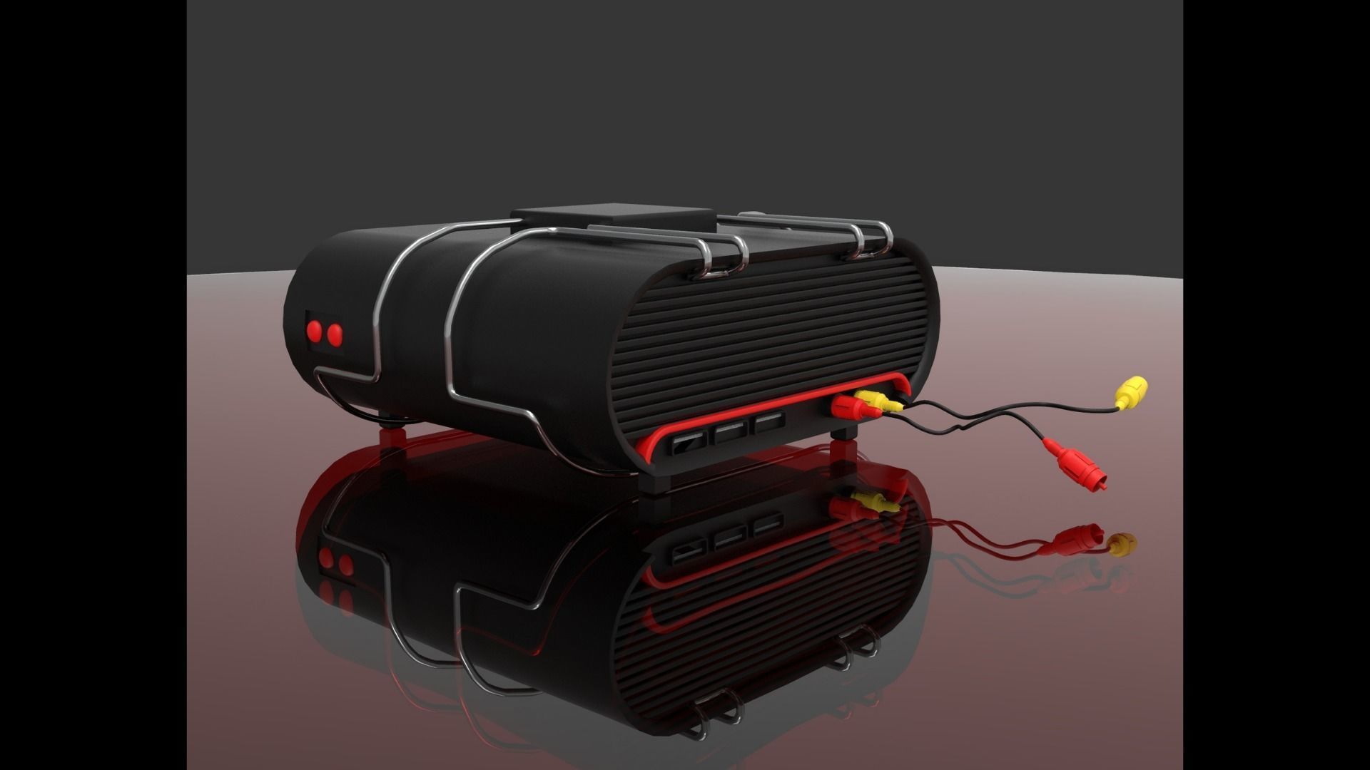 Projector portable radio with wires Low-poly 3D model_5