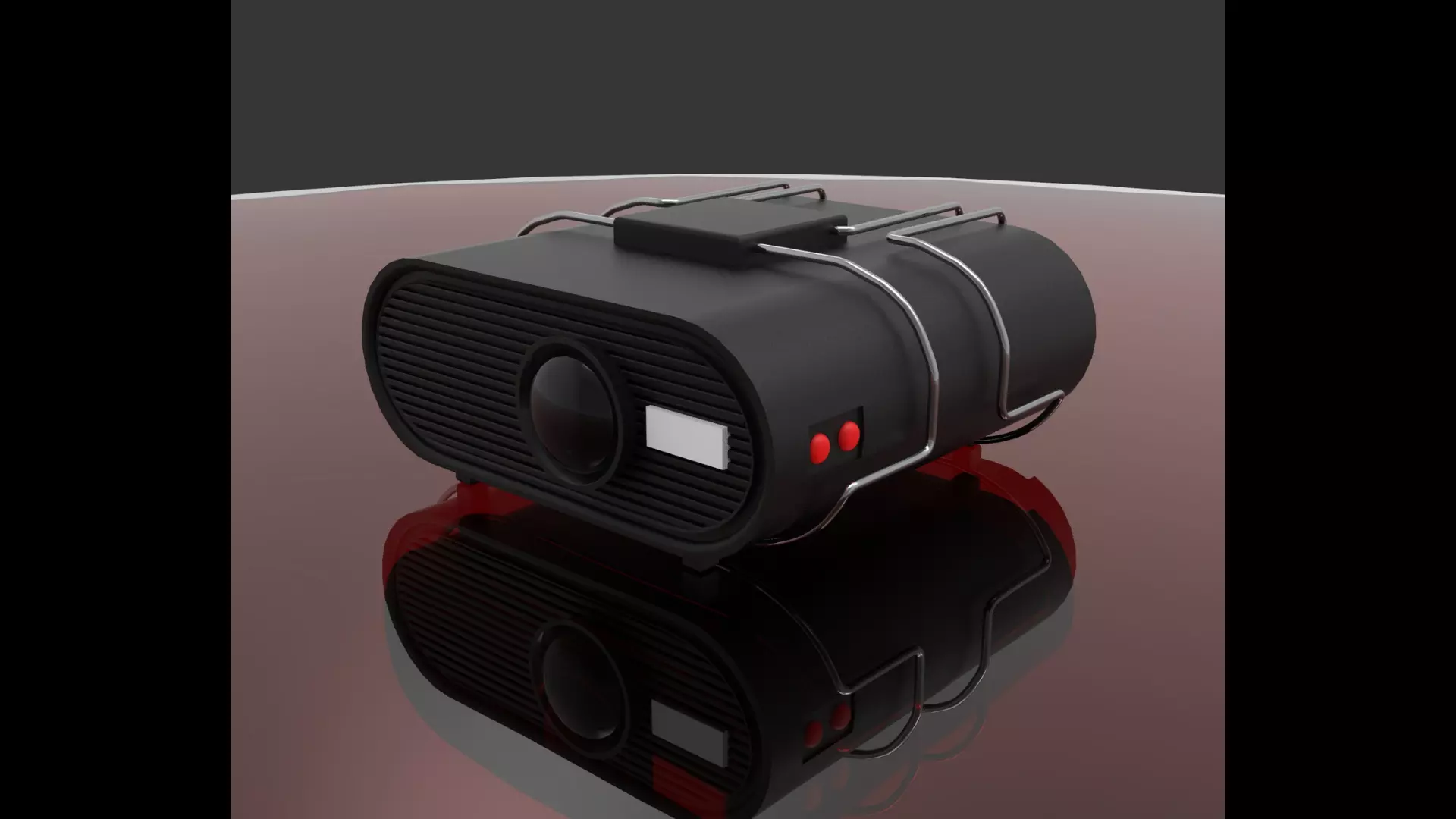 Projector portable radio with wires Low-poly 3D model_0