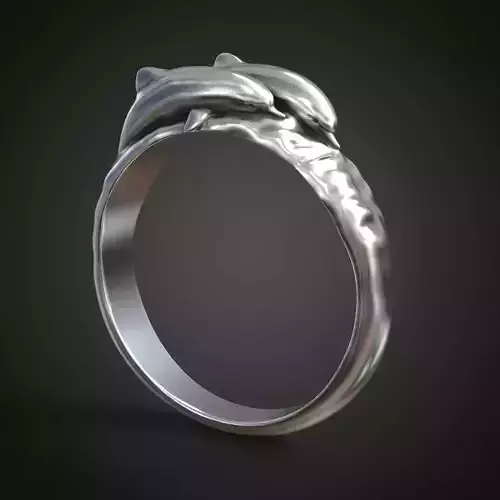 Dolphins pair ring ocean sea 3D print model