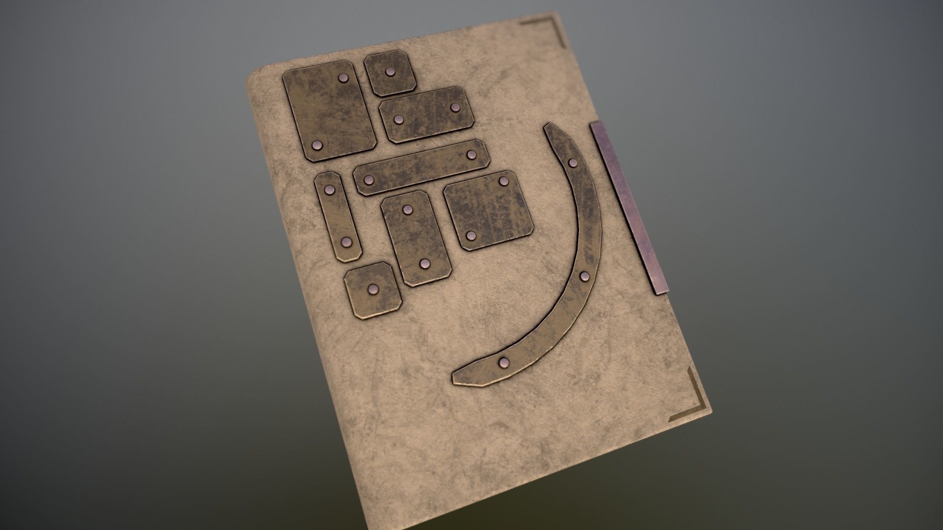 Old book with iron plates in three versions Low-poly 3D model_3