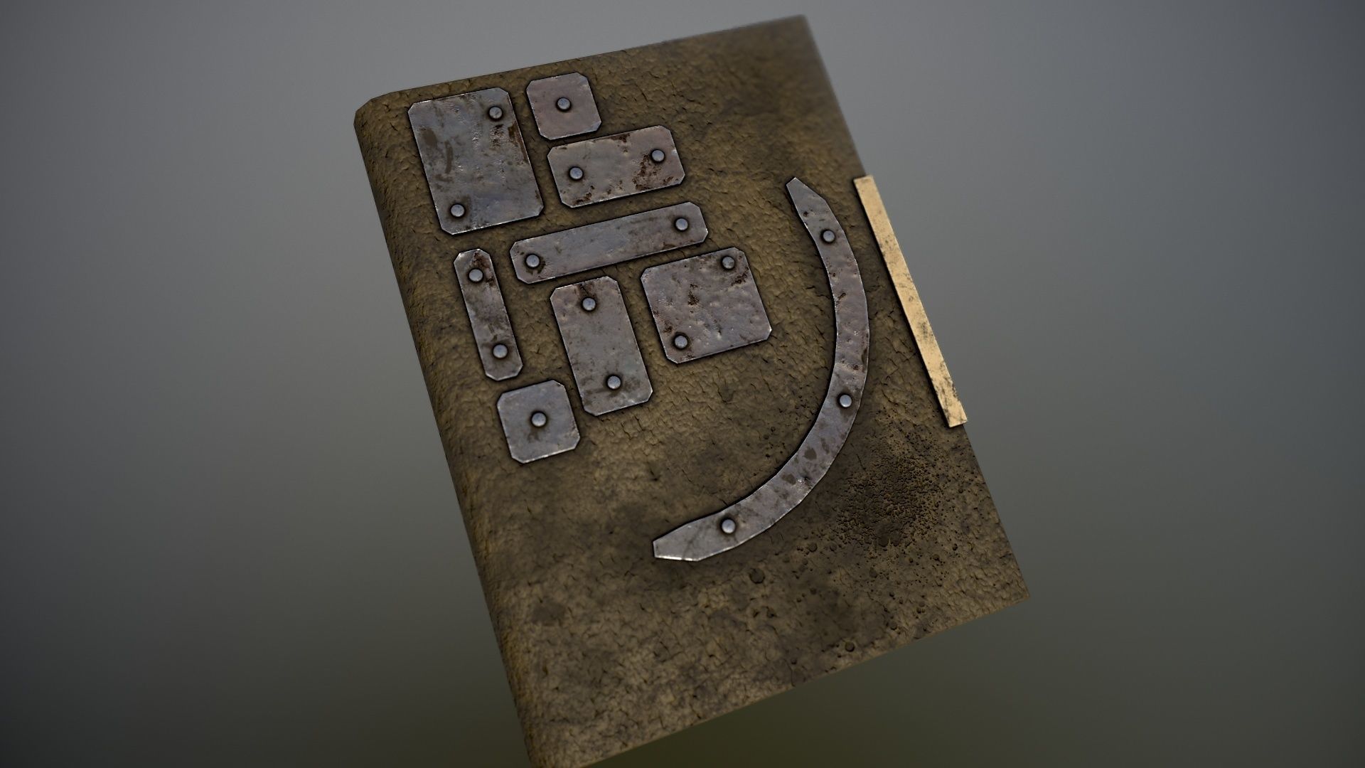 Old book with iron plates in three versions Low-poly 3D model_2