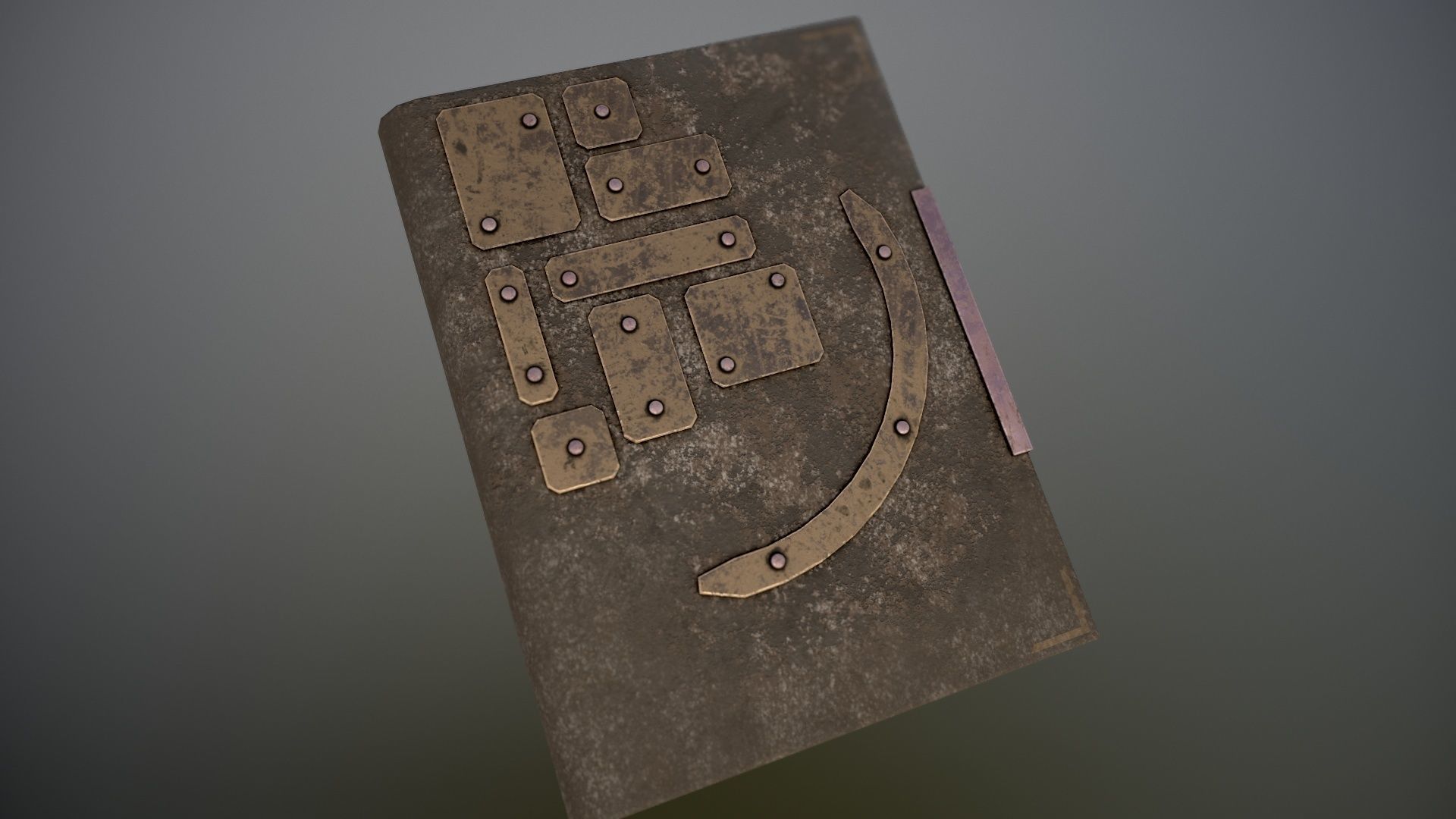 Old book with iron plates in three versions Low-poly 3D model_4