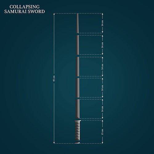 Collapsing Samurai Sword 3D print model