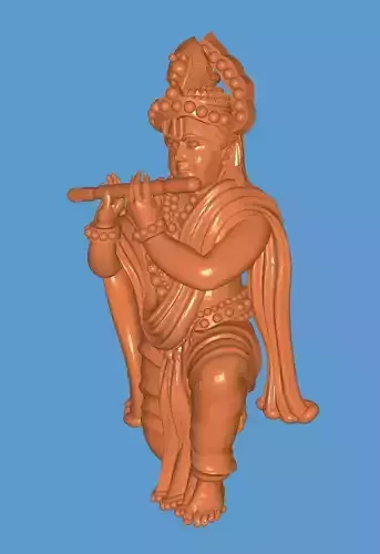 Krishna statue of lord playing flute 3D print model