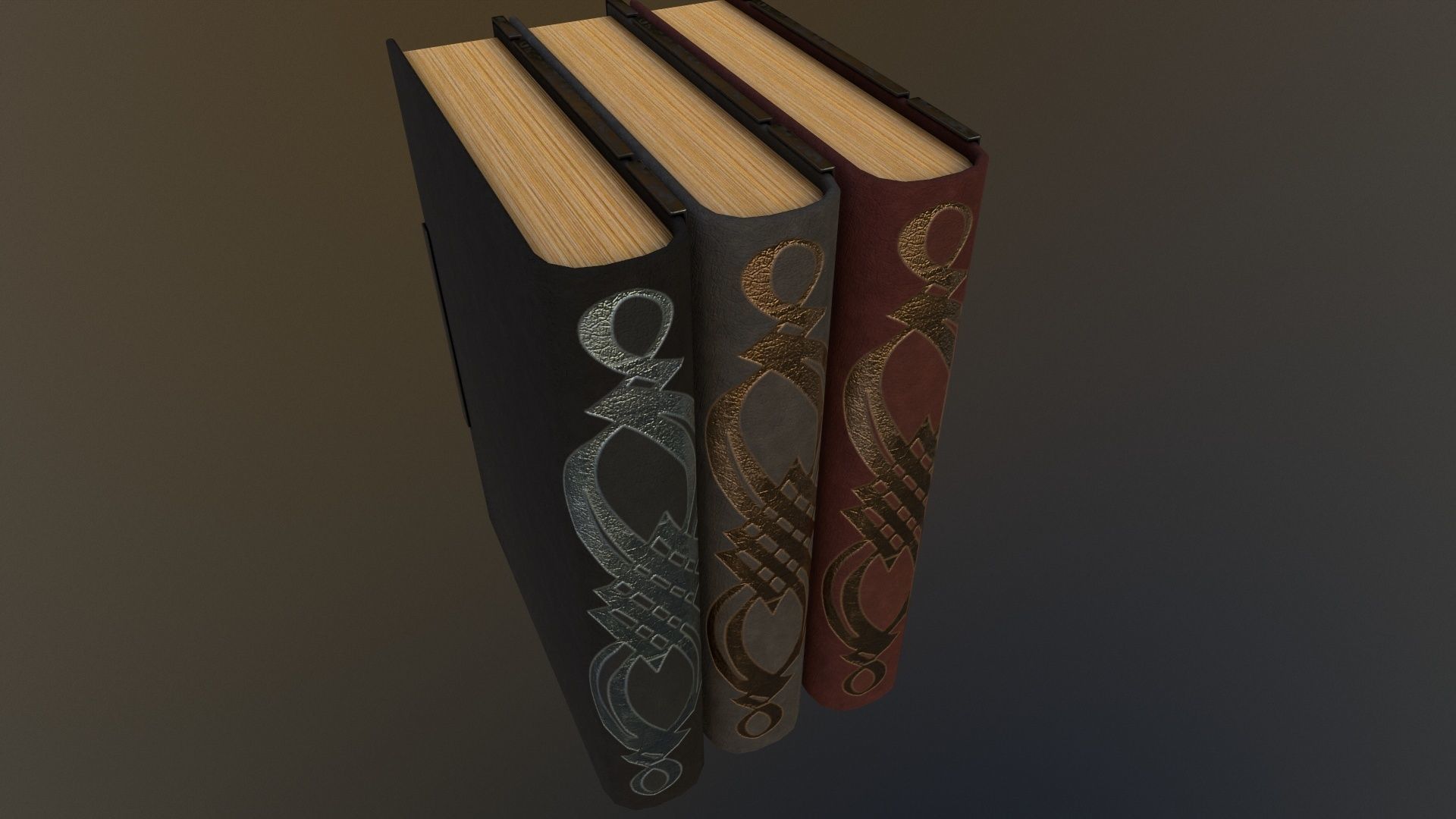 Book with a cross-shaped icon in three versions Low-poly 3D model_6