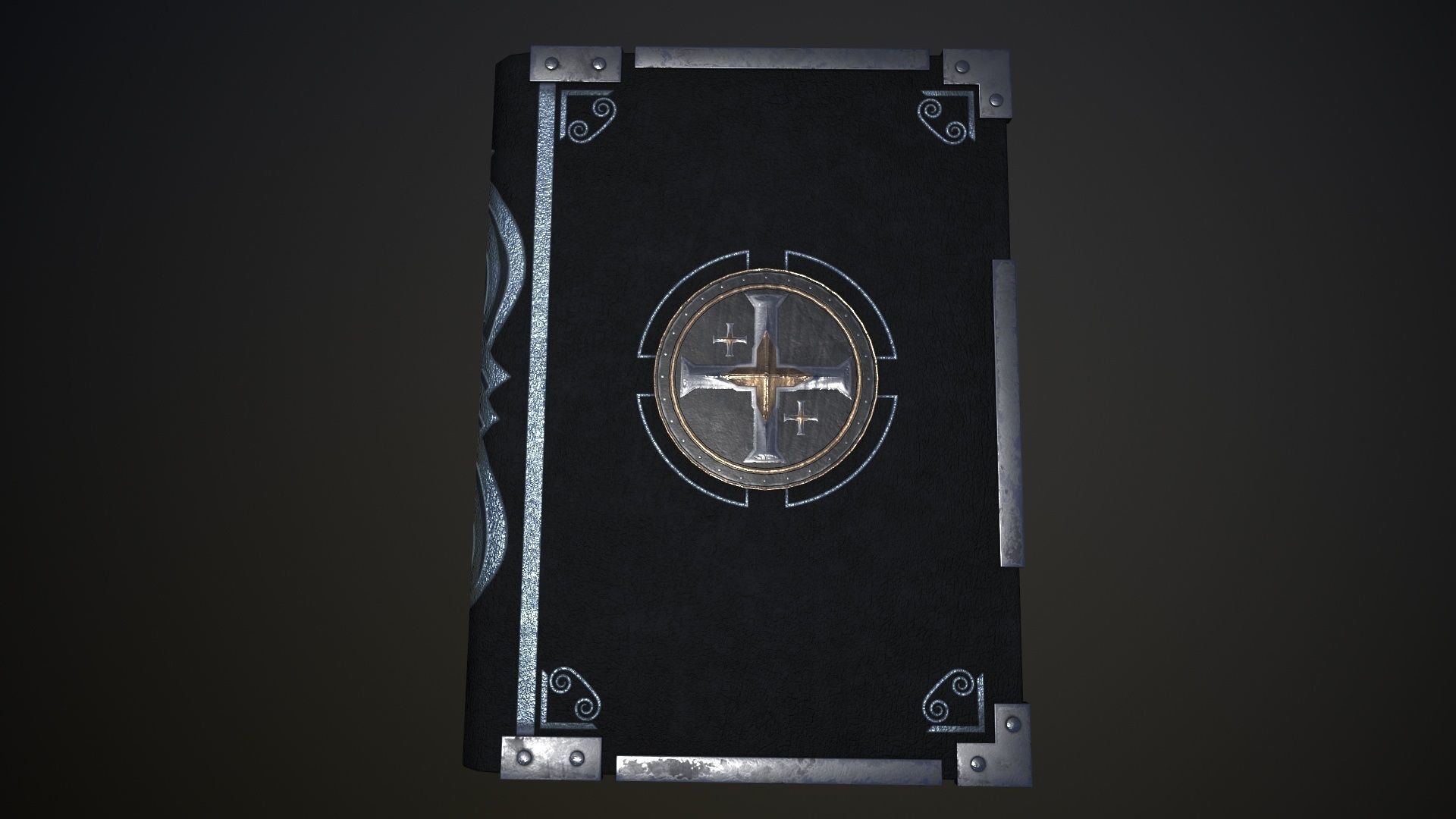 Book with a cross-shaped icon in three versions Low-poly 3D model_4