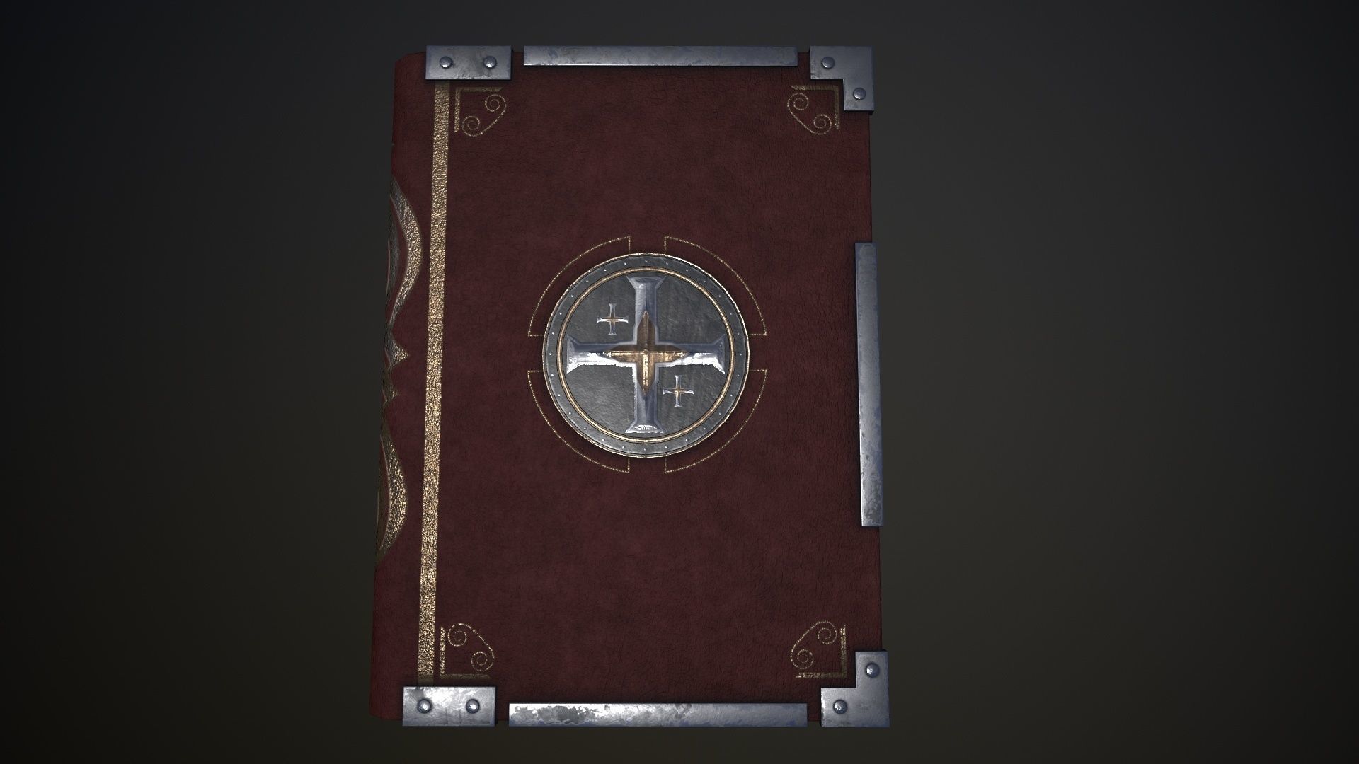 Book with a cross-shaped icon in three versions Low-poly 3D model_5