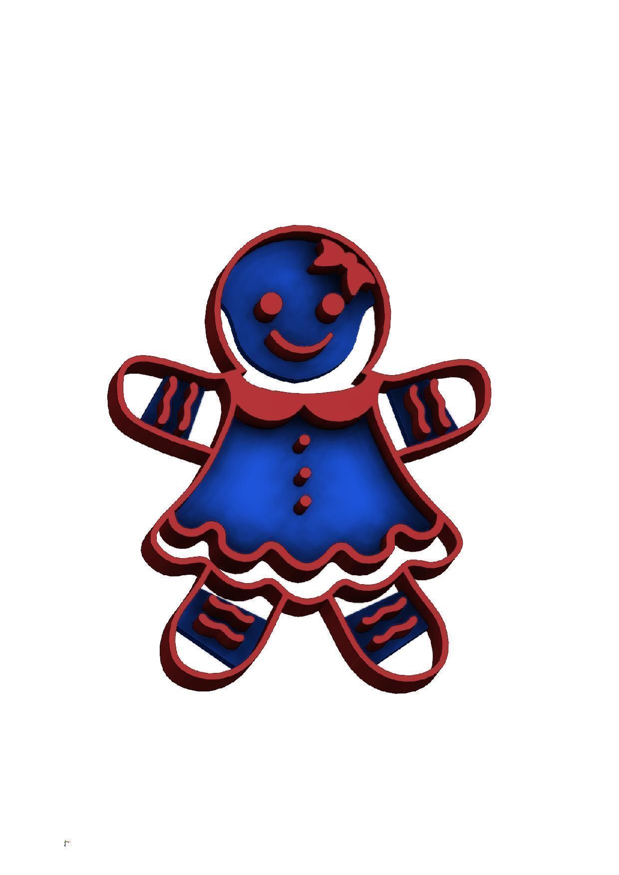 Christmas and Gingerbread cookie stamps and cutters 3D print model_3