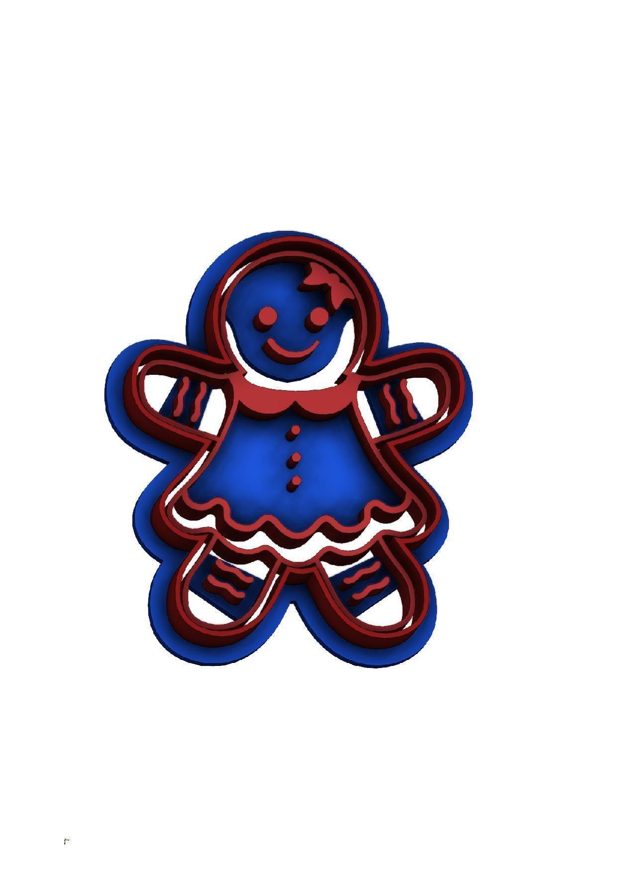 Christmas and Gingerbread cookie stamps and cutters 3D print model_5