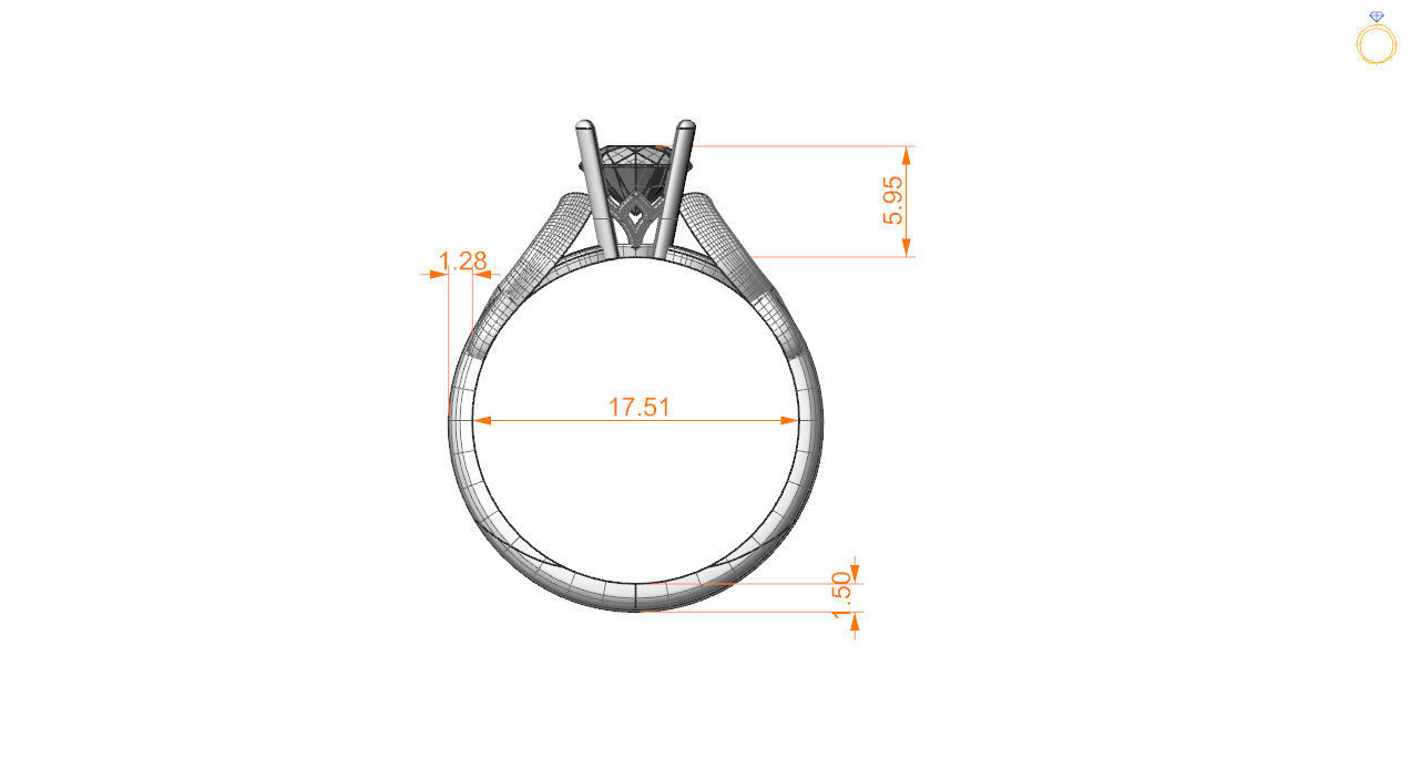 solitiare engagement ring in rose gold 3D print model_11