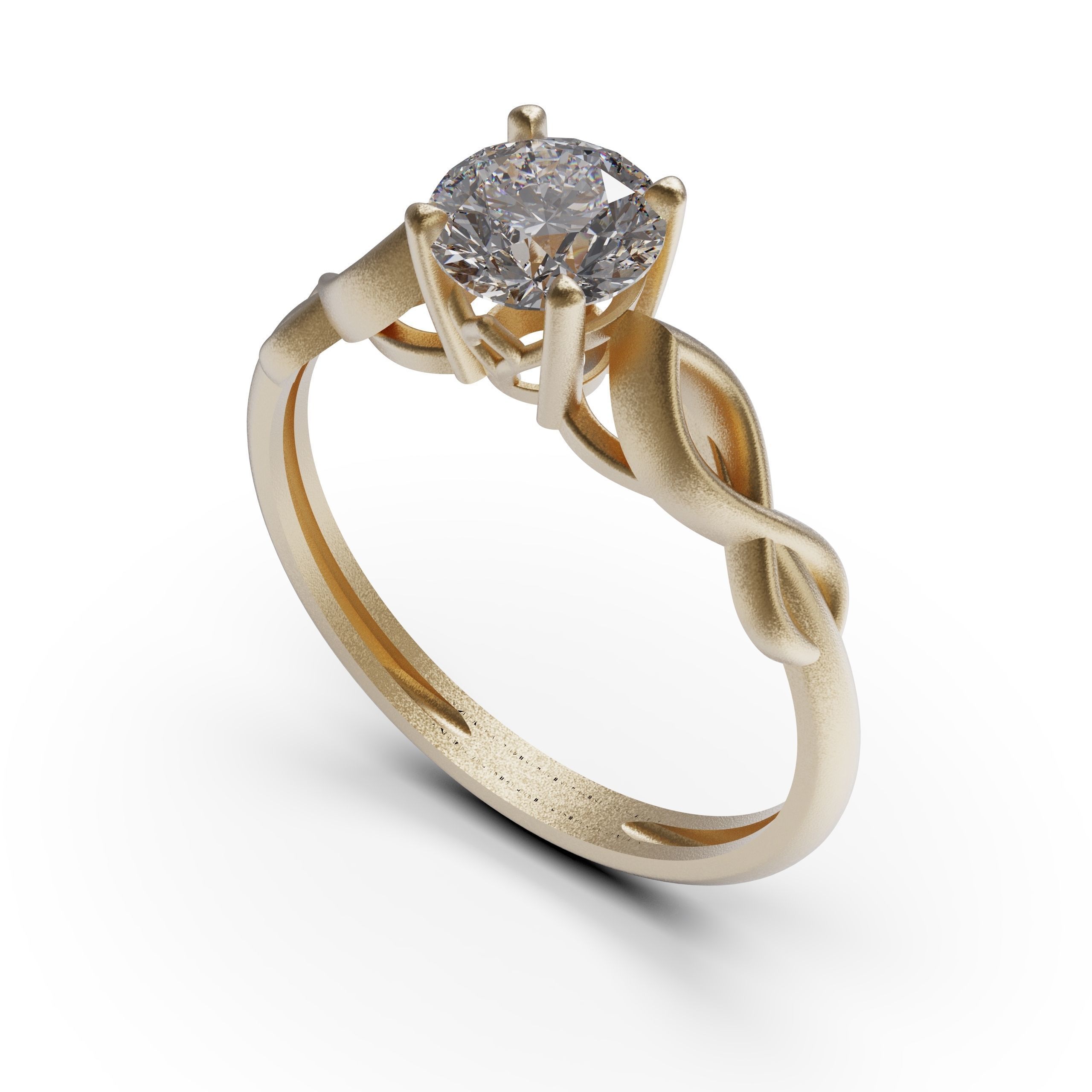 solitiare engagement ring in rose gold 3D print model_2