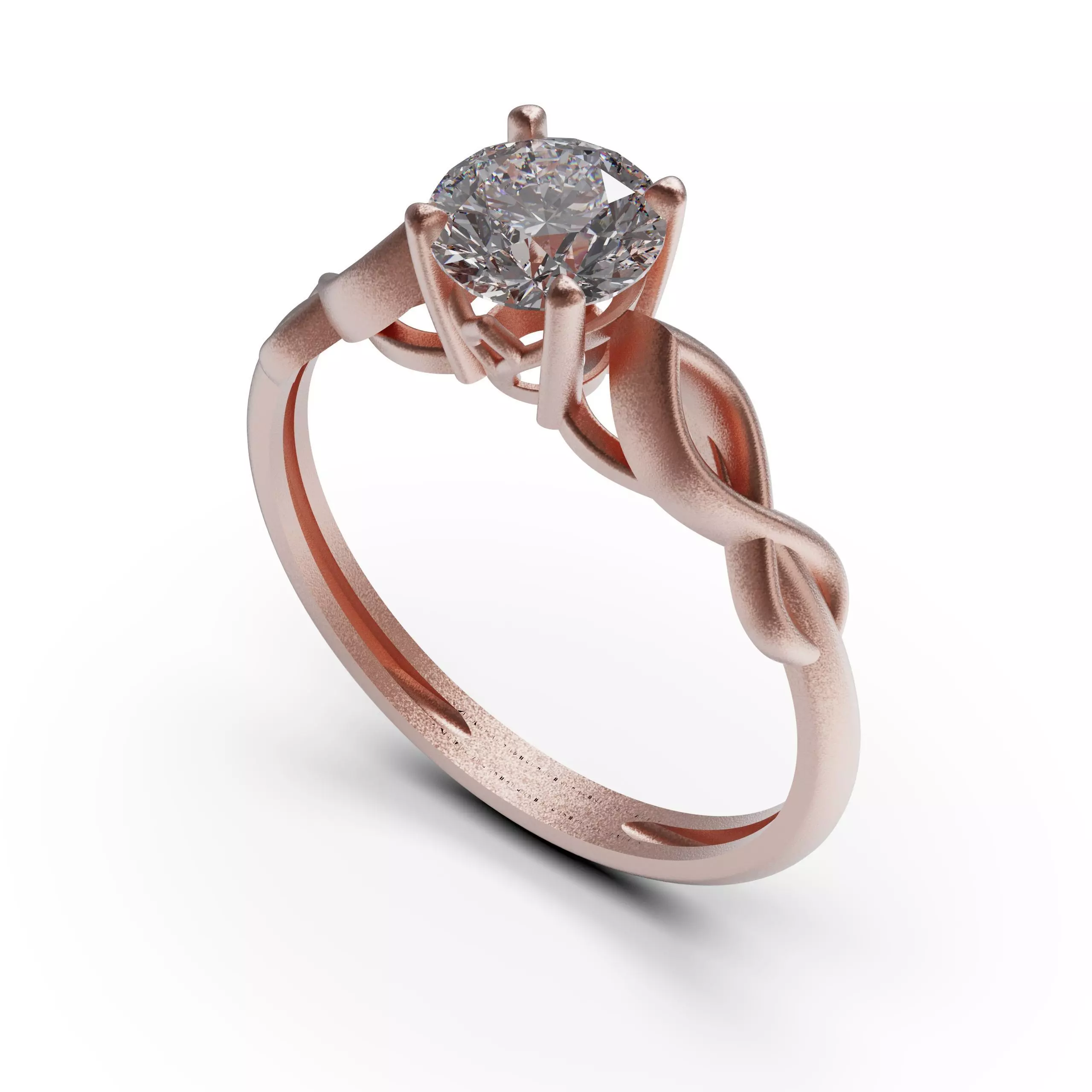 solitiare engagement ring in rose gold 3D print model_0