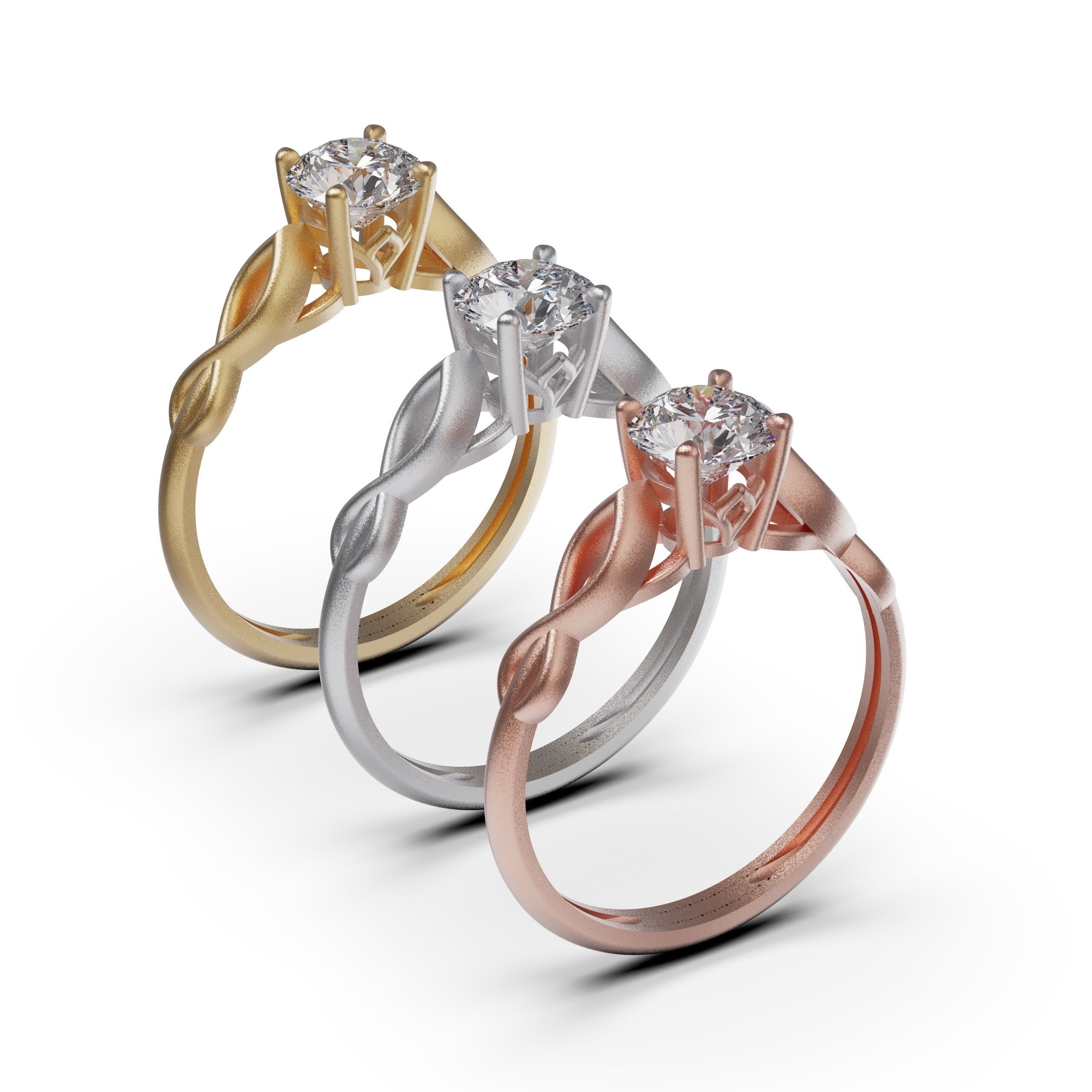 solitiare engagement ring in rose gold 3D print model_6