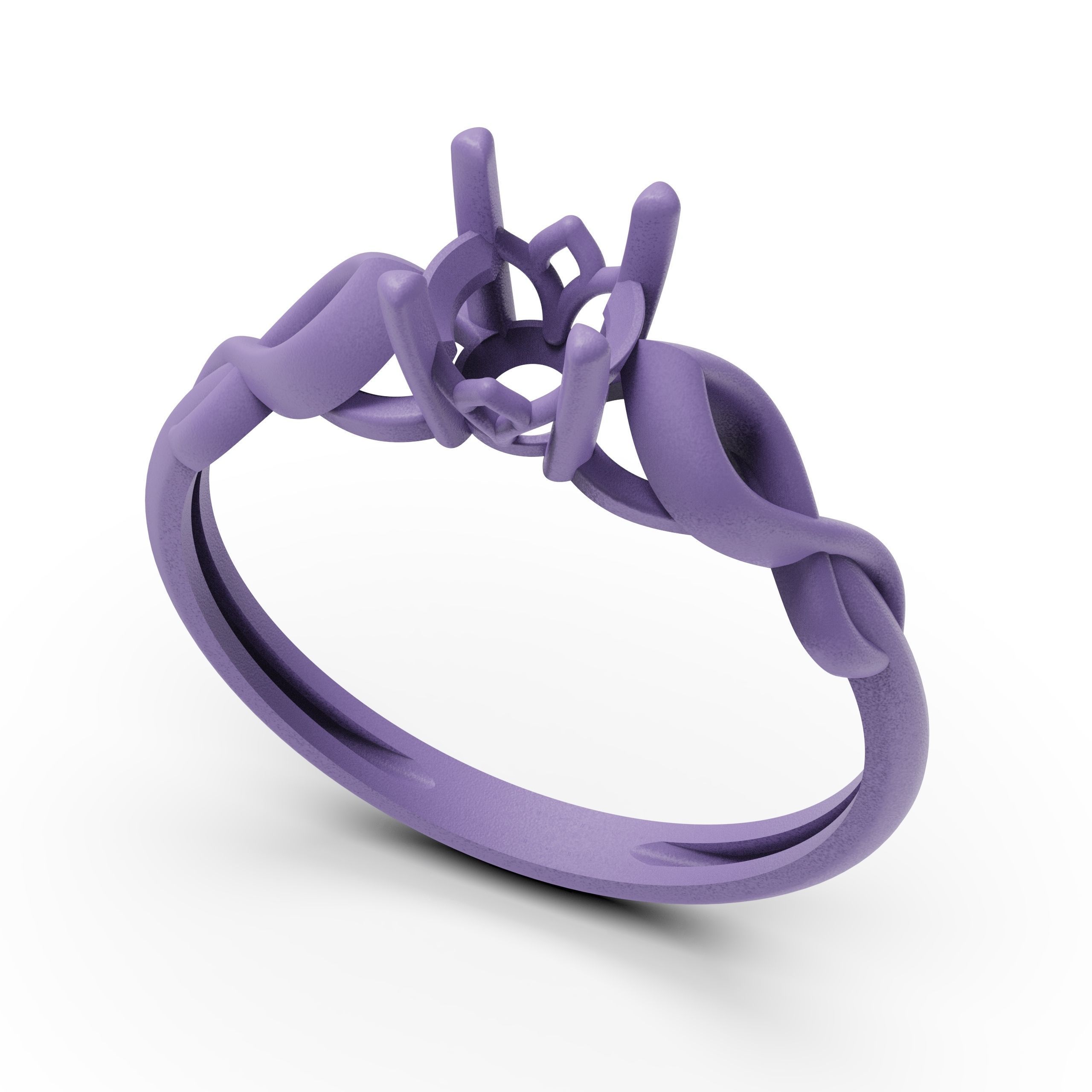 solitiare engagement ring in rose gold 3D print model_7