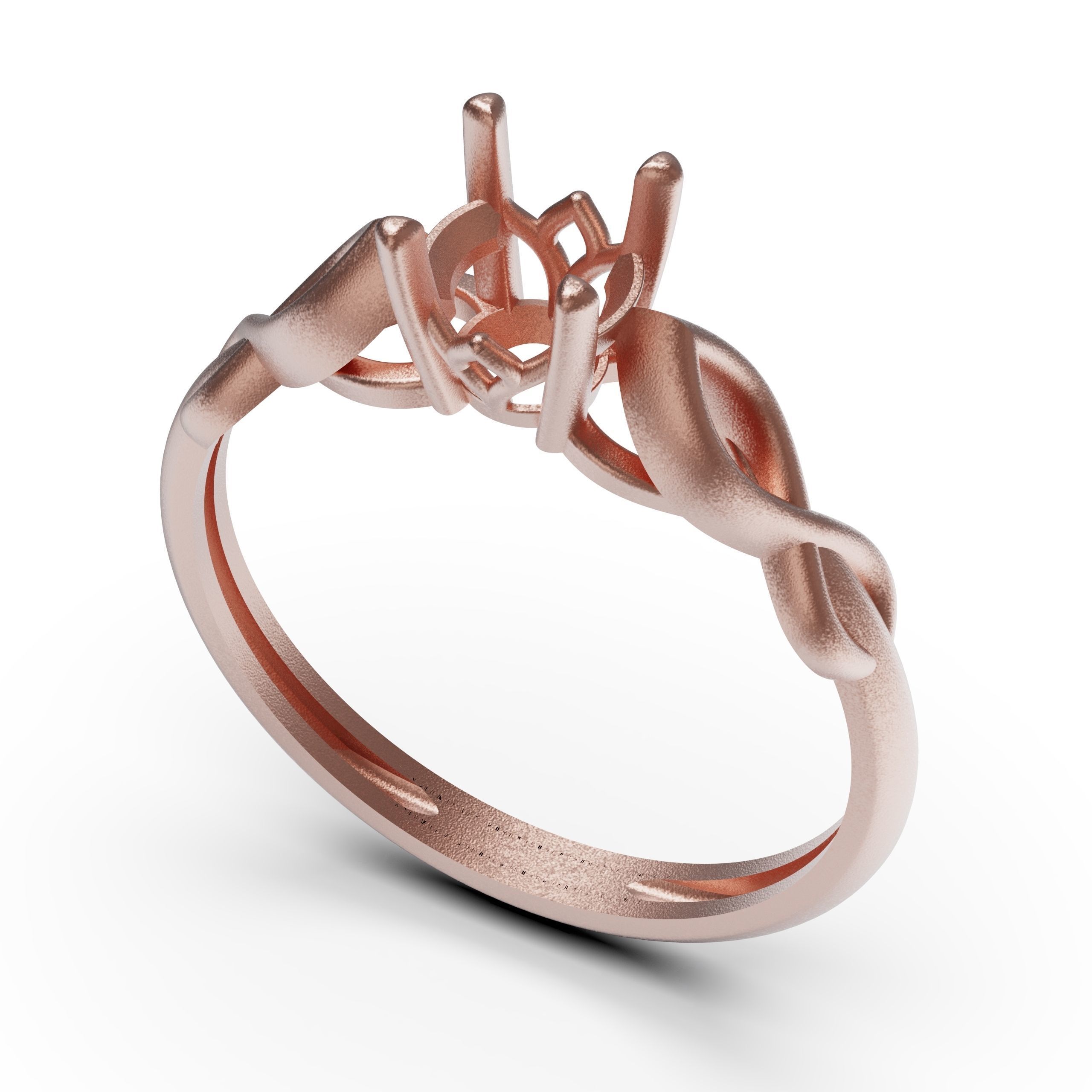 solitiare engagement ring in rose gold 3D print model_8