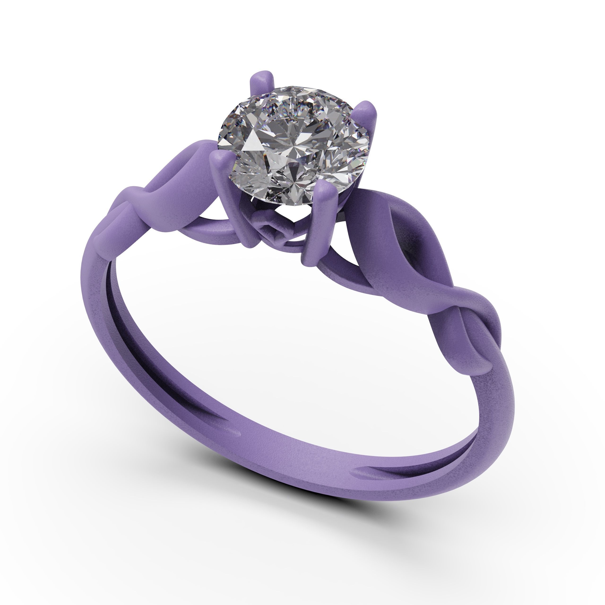 solitiare engagement ring in rose gold 3D print model_19