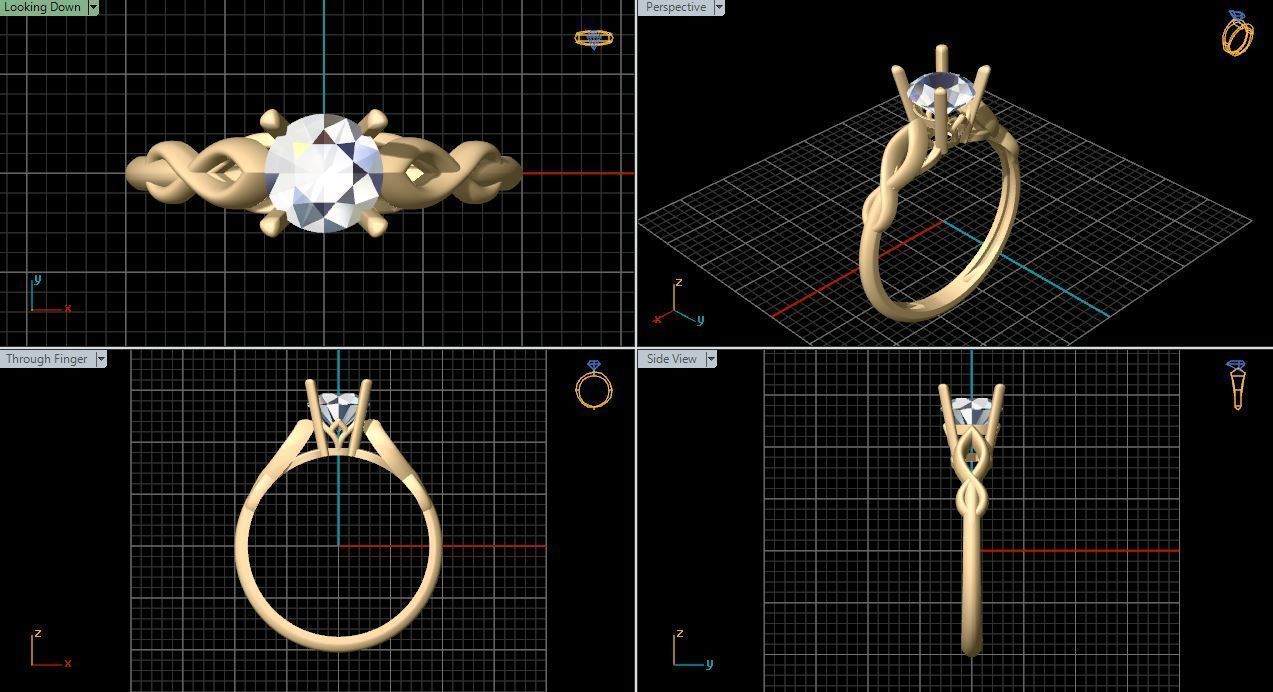 solitiare engagement ring in rose gold 3D print model_21
