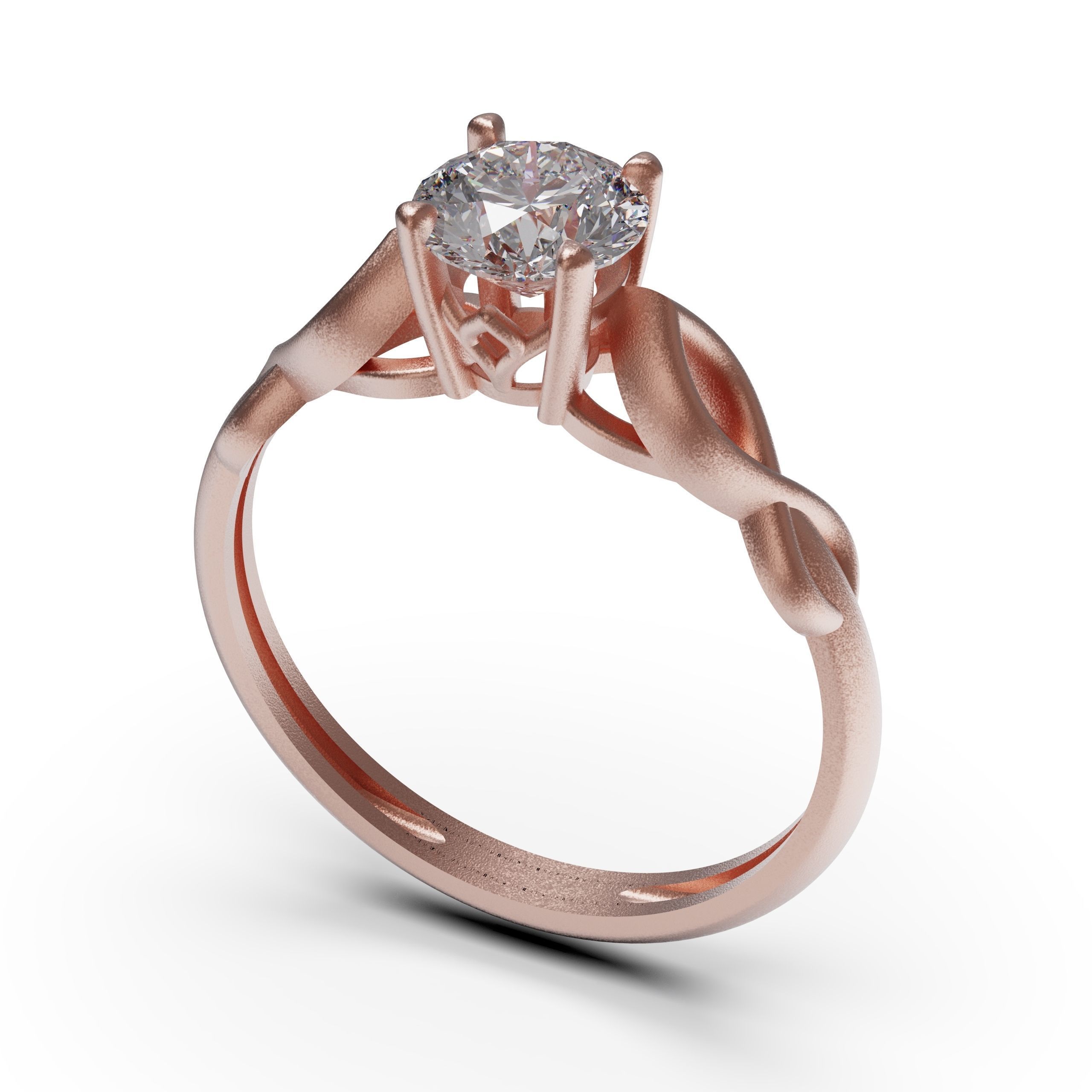 solitiare engagement ring in rose gold 3D print model_16