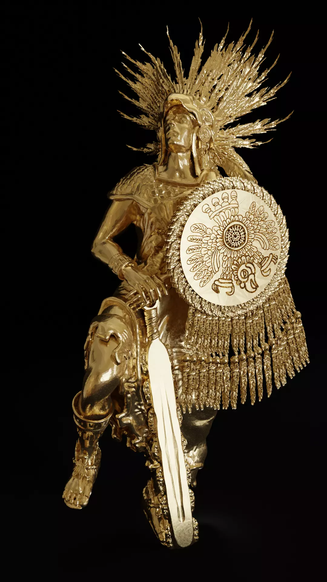 Aztec eagle warrior Moctezuma 3D print model_0