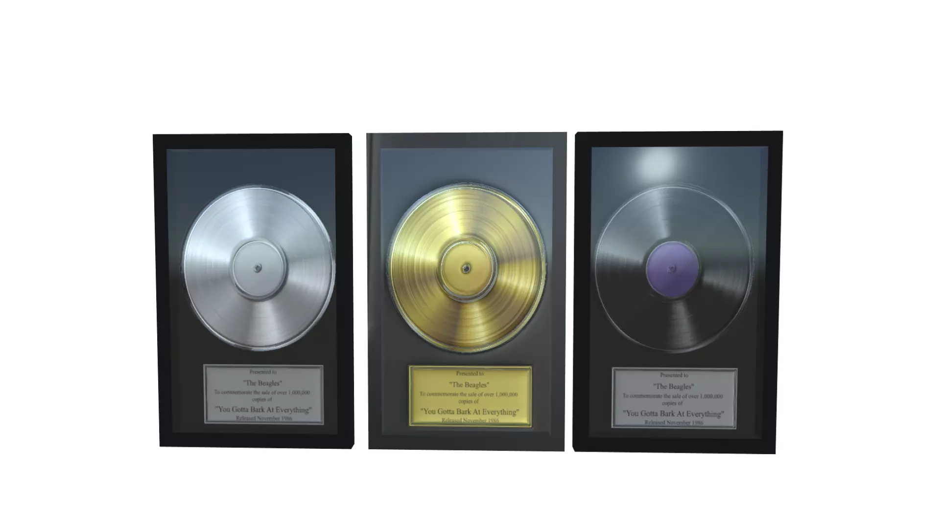 Gold and Platinum Record Low-poly 3D model_0