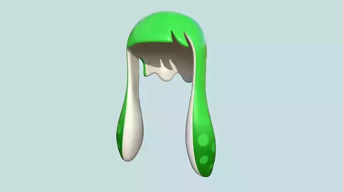 Inkling Hair 03 Green - Splatoon Character Design