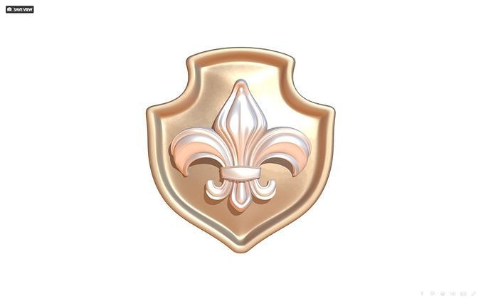 Brooch Shield Fleur de lis 3D print model