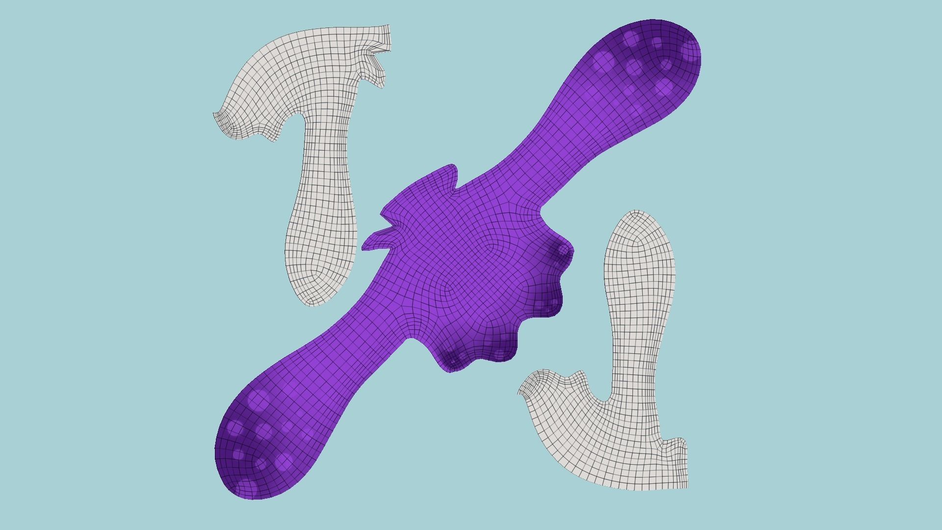 Inkling Hair 04 Purple - Splatoon Character Design Low-poly 3D model_5