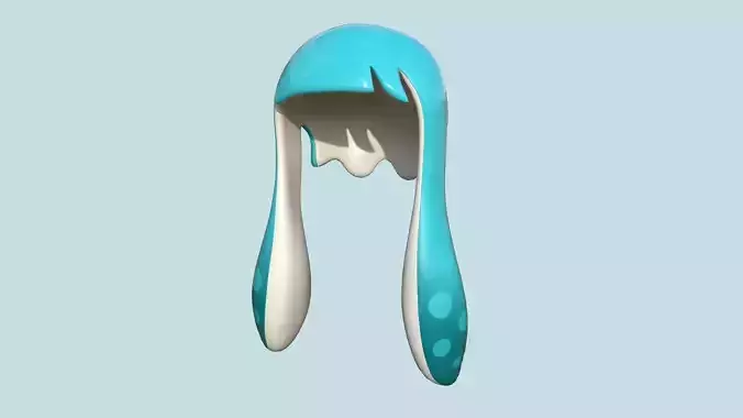 Inkling Hair 05 Light Blue - Splatoon Character Design