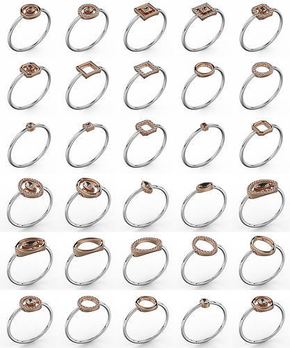 30 ring soliter bezel woman  3D print model