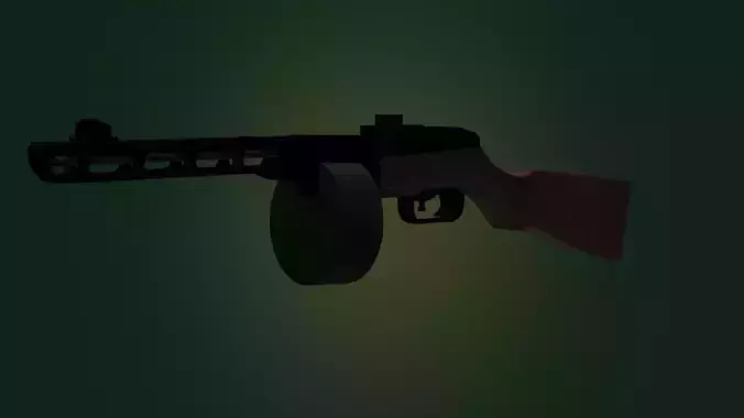 PPSh soviet  submachine gun low-poly game-ready