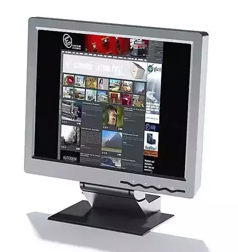 Silver And Black Thin Flat Screen Computer Monitor 3D model