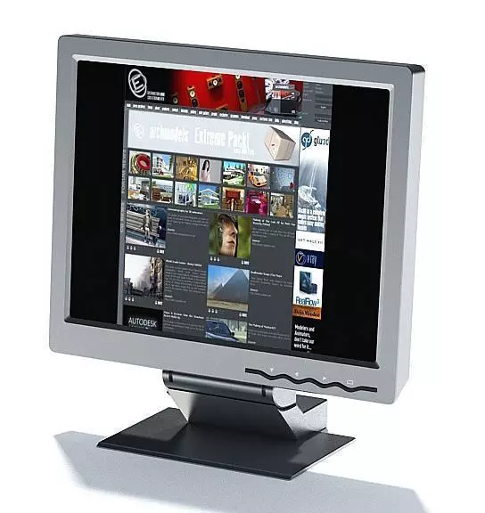 Silver And Black Thin Flat Screen Computer Monitor 3D model_0