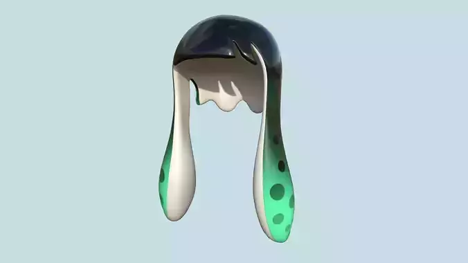 Inkling Hair 08 Black Green - Splatoon Character Design Low-poly 3D model