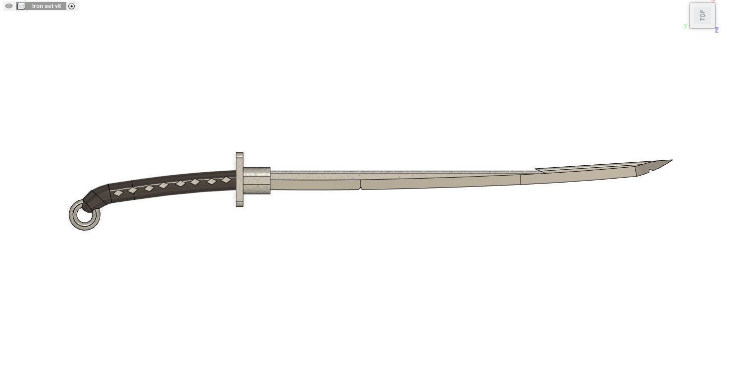Iron Curved Sword 3D print model_1