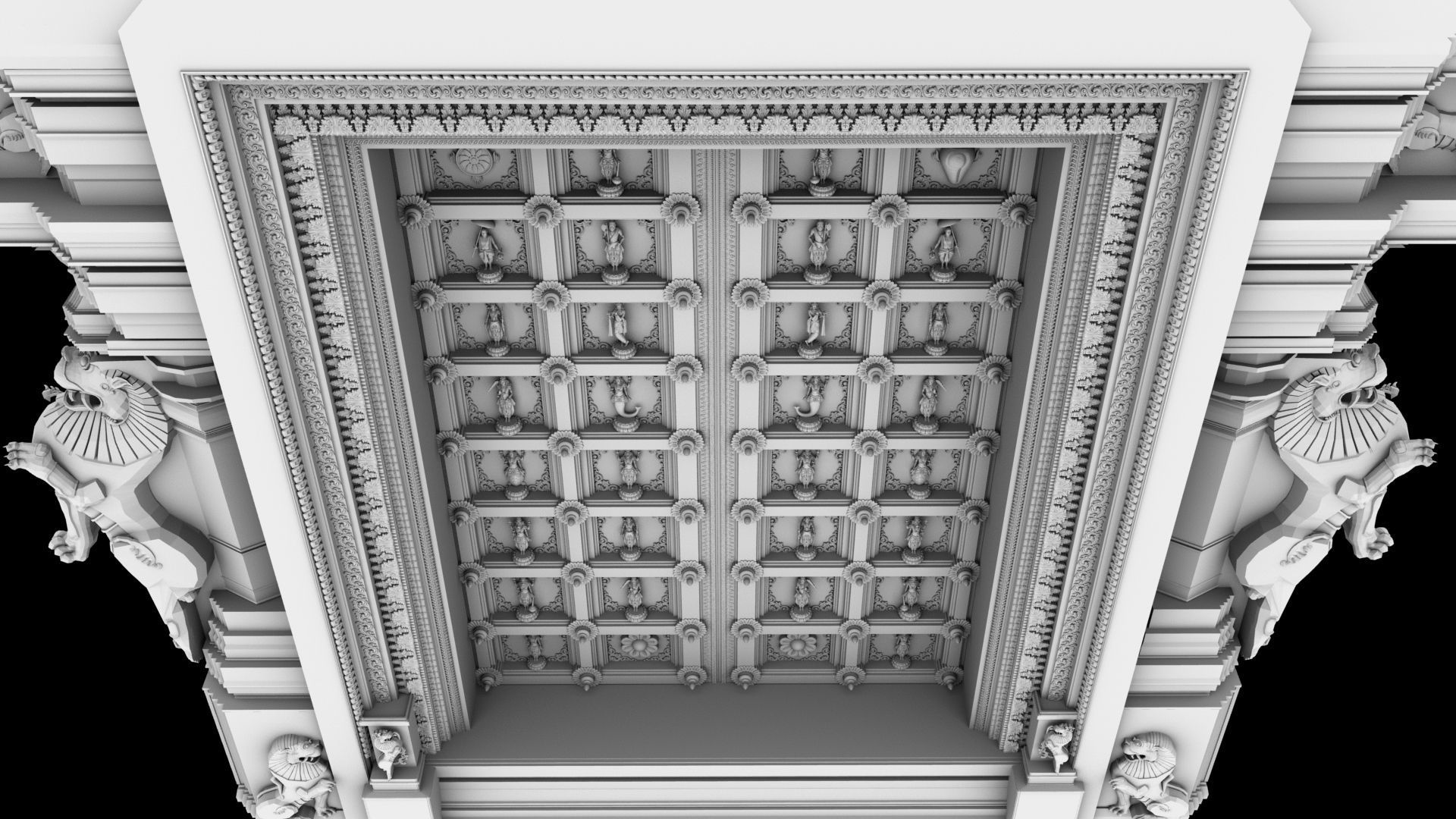 dasavathar vishnu traditional temple door 3D model_15