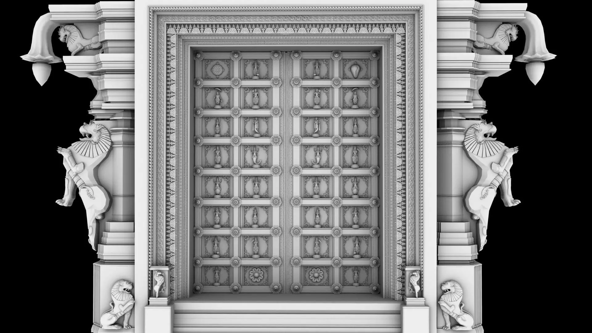 dasavathar vishnu traditional temple door 3D model_0