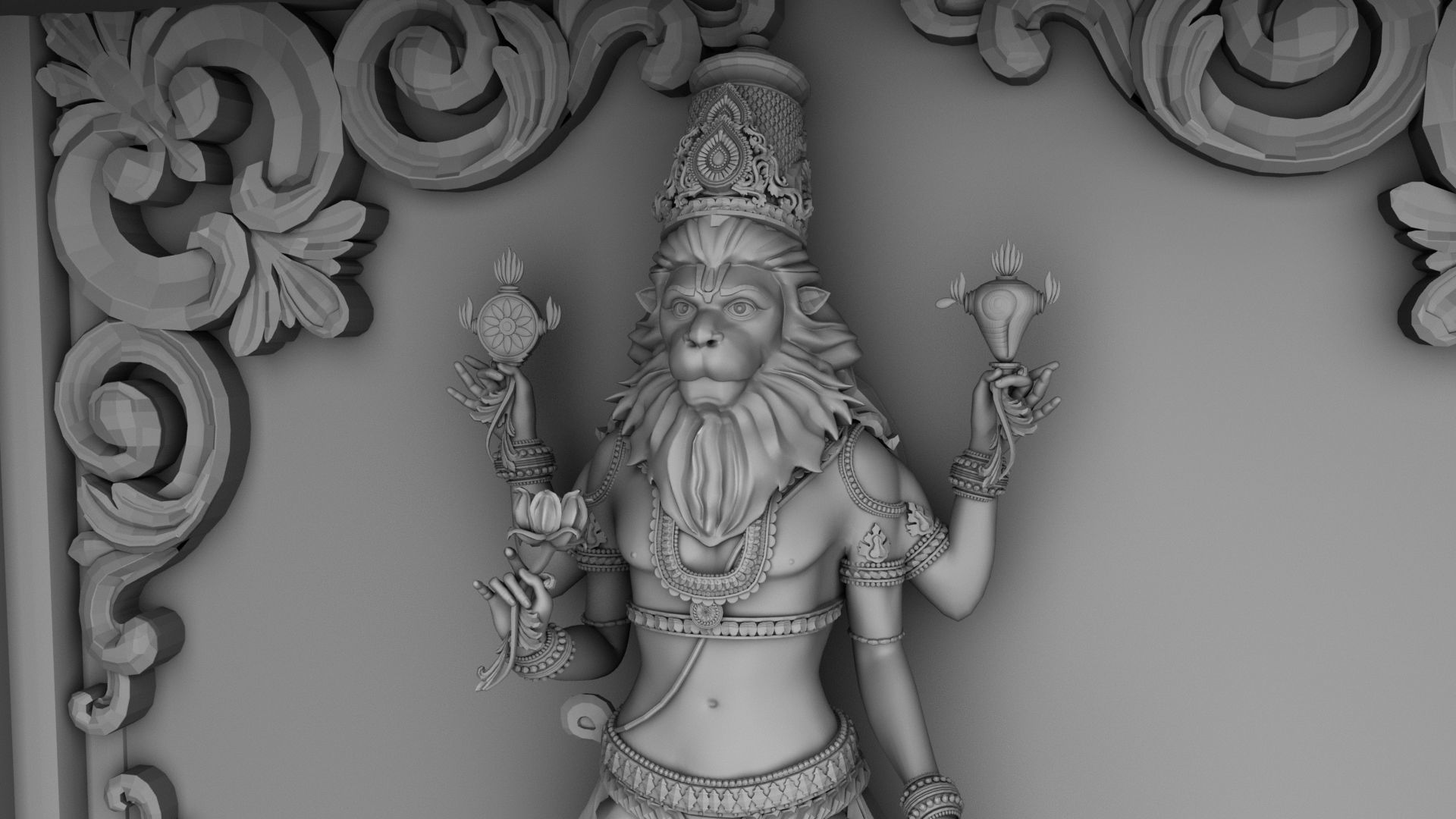 dasavathar vishnu traditional temple door 3D model_13